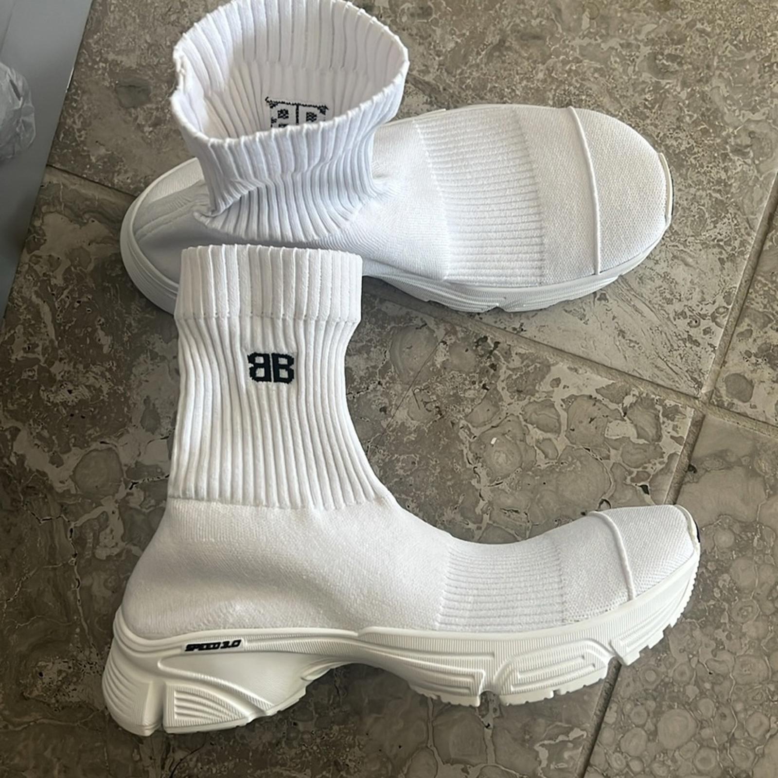 Balenciaga Speed 3.0 Knit High Top Sock Sneakers in White, Size 40 NEW in Box