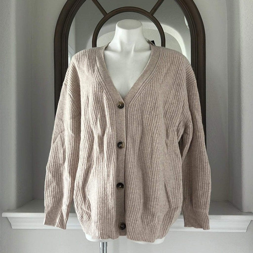 C by Bloomingdale's Cashmere Ribbed Oversized Cashmere Cardigan Size L NEW