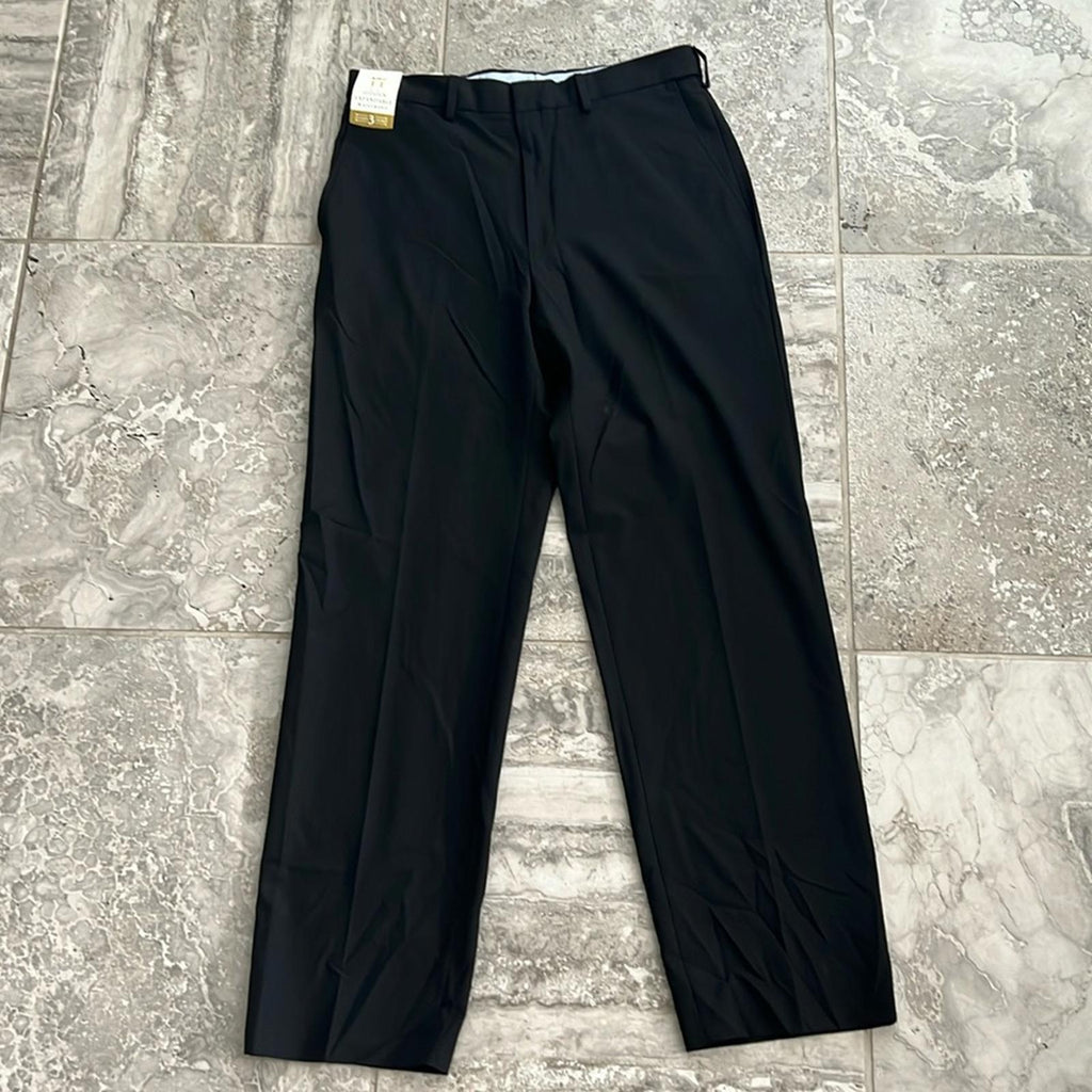 J.M. Haggar Premium Stretch Suit Pant - Flat Front, Black Size 32W 32L New w/Tag