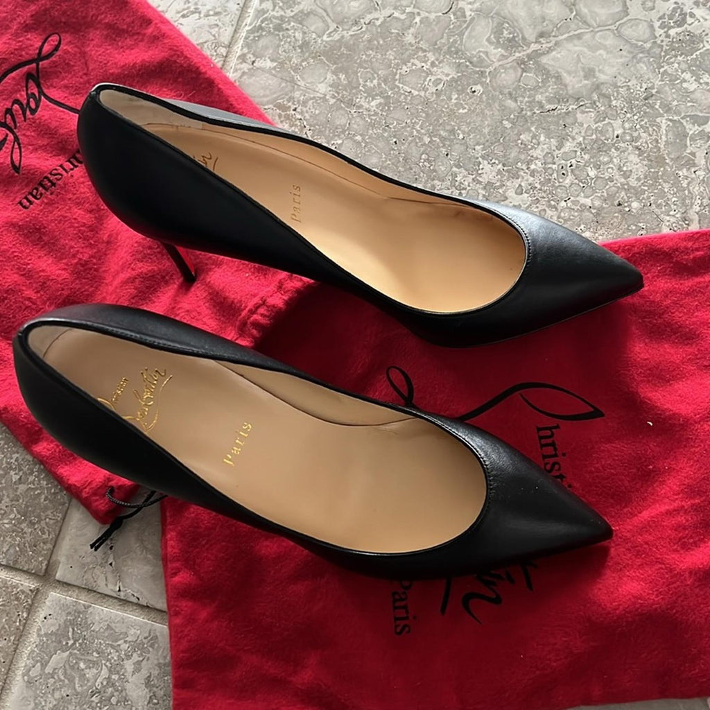 Christian Louboutin Kate 100 Leather Courts in Black, Size 42 NEW + DustBags