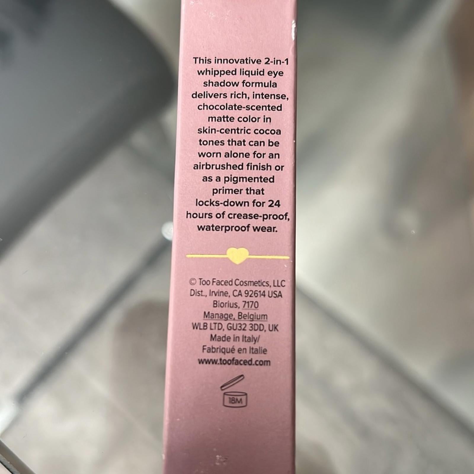 TOO FACED Melted Chocolate Matte Eye Shadow, New in Box - Made in Italy
