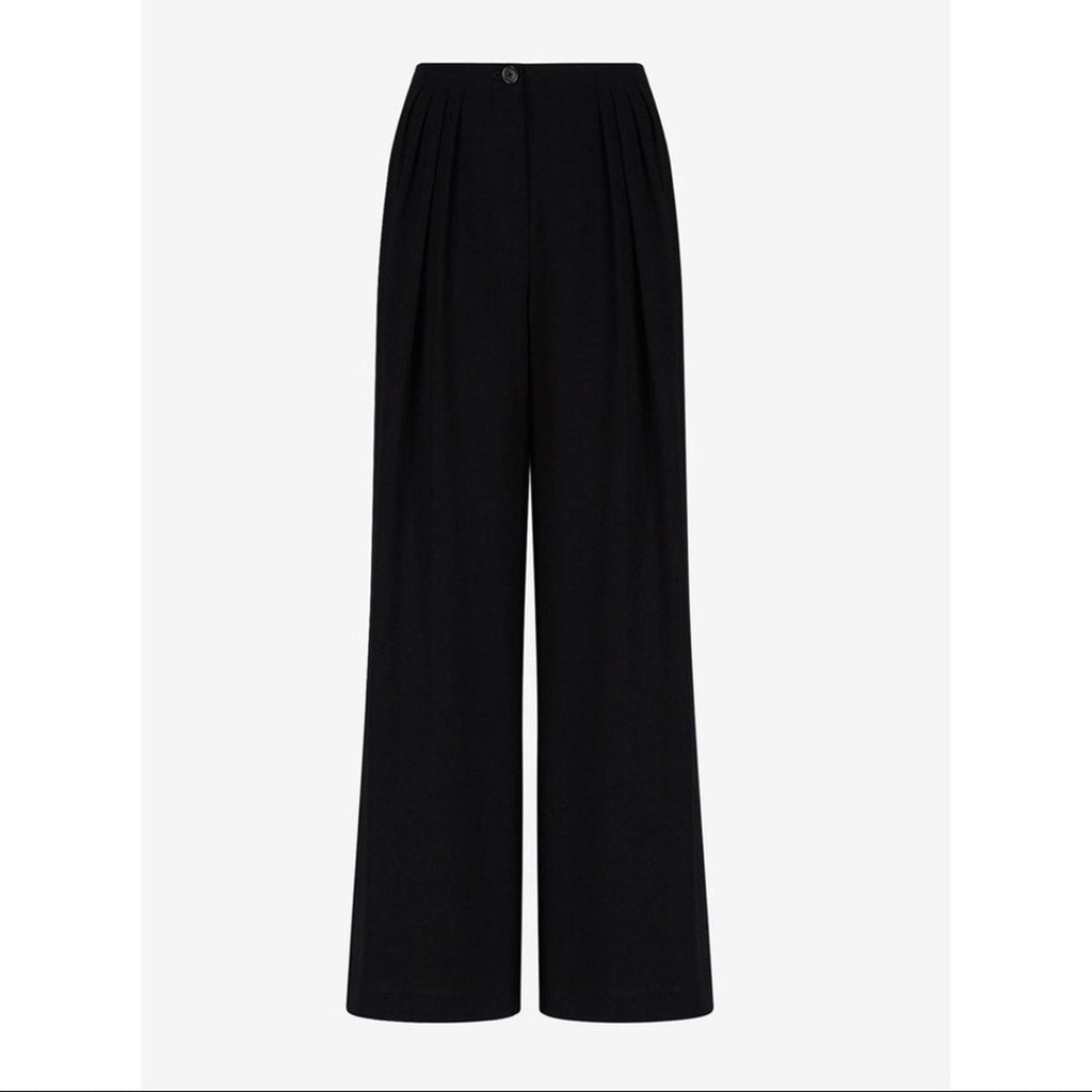 Armani Exchange Black Elastic Waist Trousers, Wide Leg Size 8 NWT Retail $480