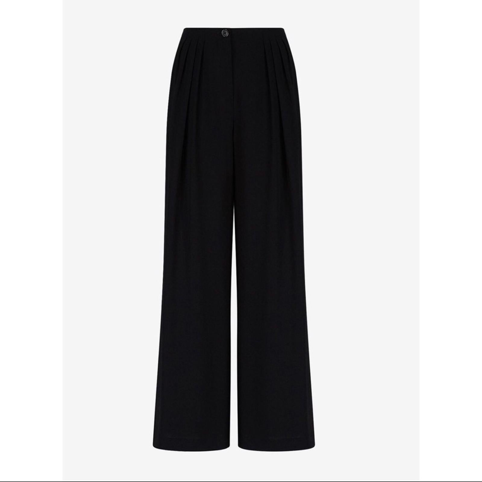 Armani Exchange Black Elastic Waist Trousers, Wide Leg Size 8 NWT Retail $480