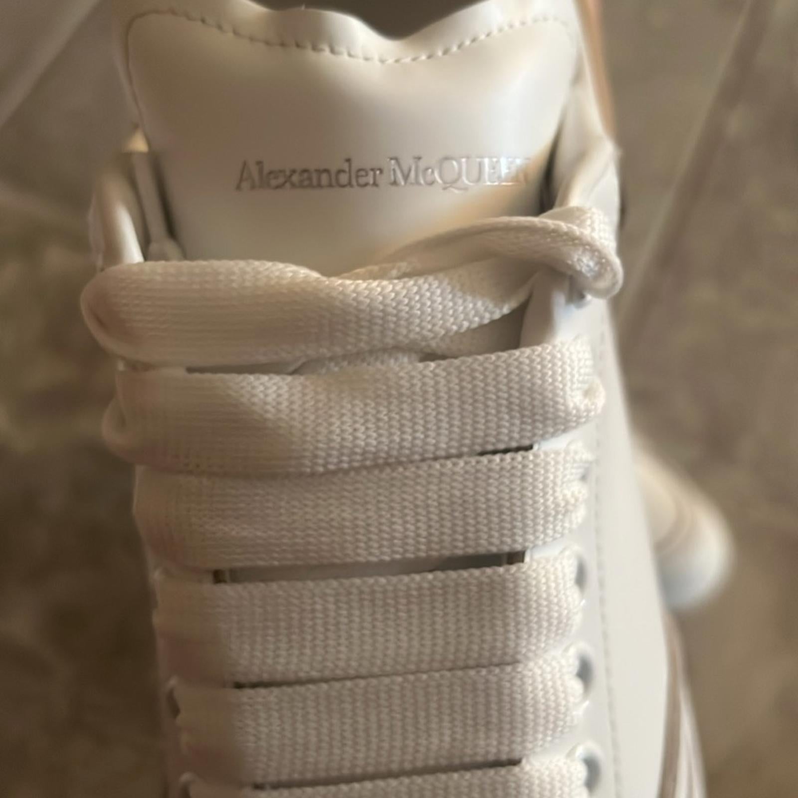 Alexander McQueen Oversized Low-Top Sneakers in White/ Camel, Size 41 NEW $850