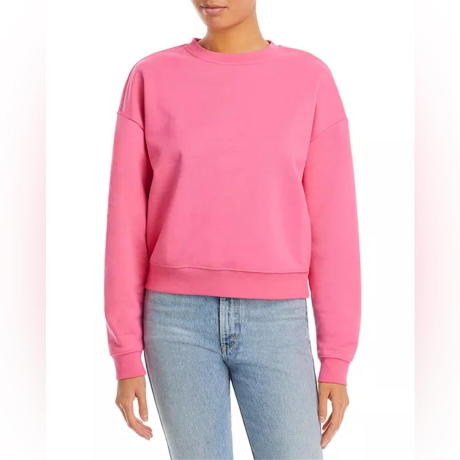 FRAME Oversized Crewneck Sweatshirt in Hot Pink, NWT, Size XS