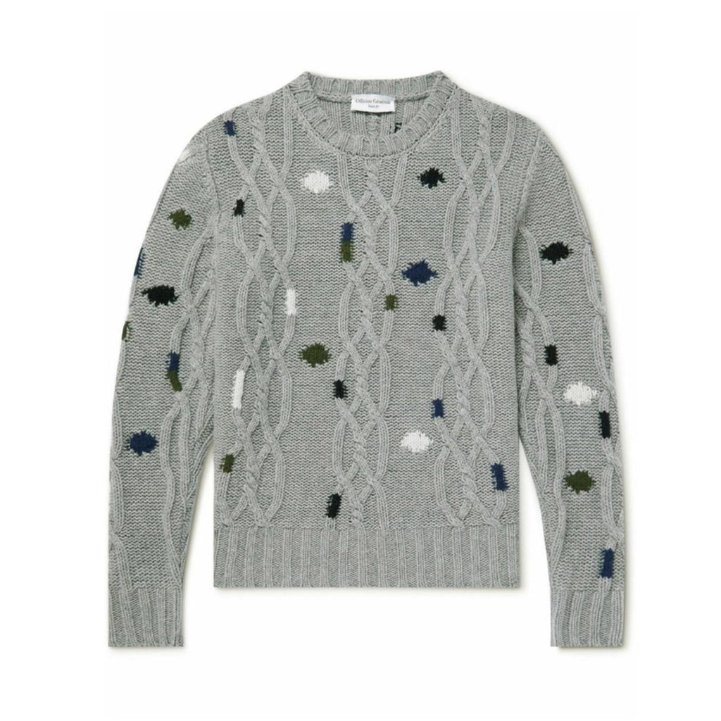 Officine Générale Marco Cable Knit Intarsia Sweater, Size S, NEW (Made in Italy)