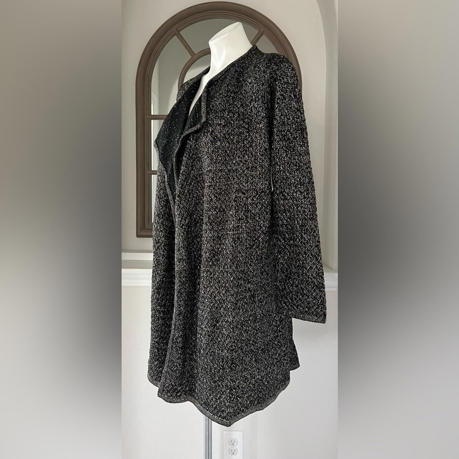 Rafaella Long Sleeve Open Front Duster w/Lurex in Black/Gold, Size S New w/Tag