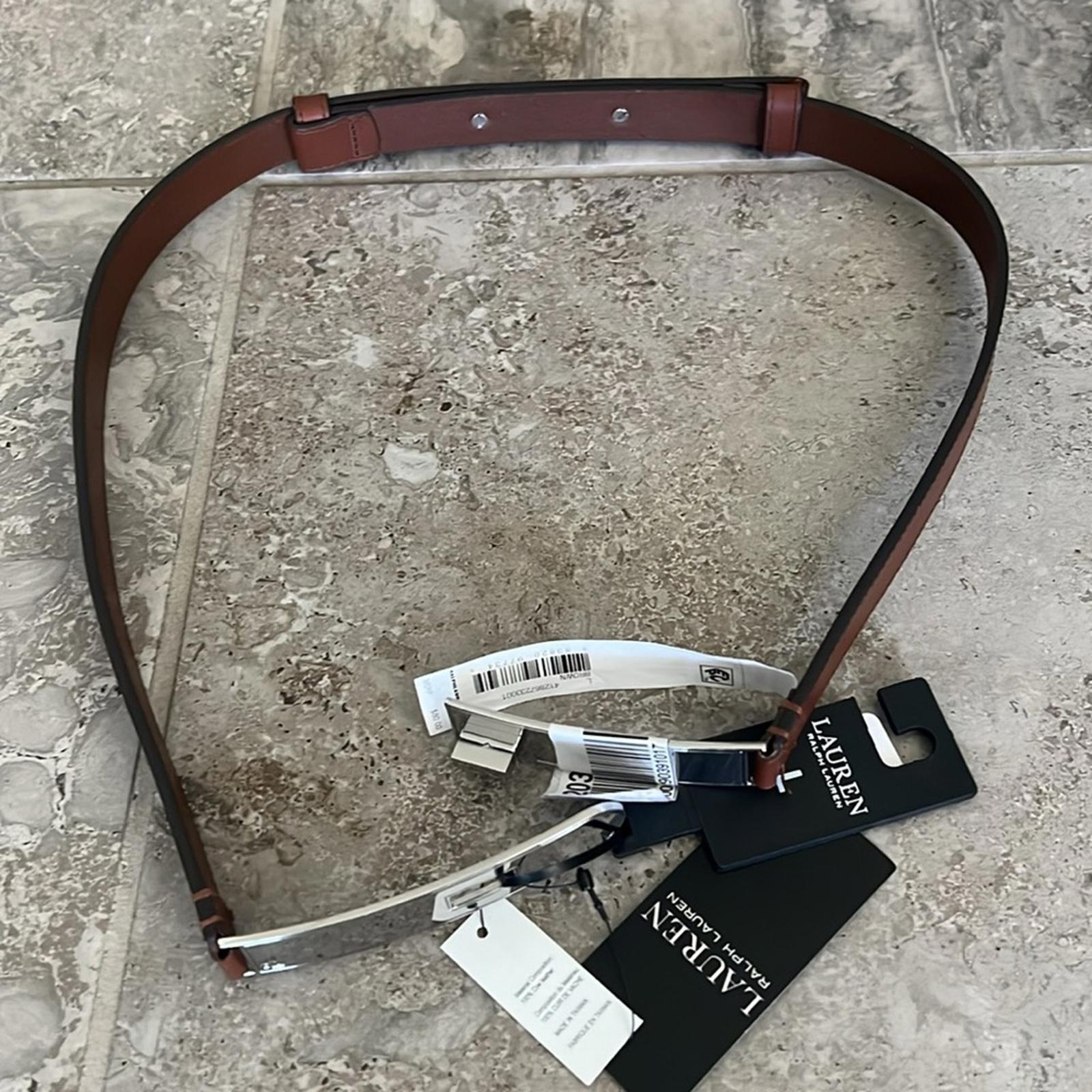 Lauren Ralph Lauren Turn-Lock Leather Belt in Brown, Size L NEW w/Tag