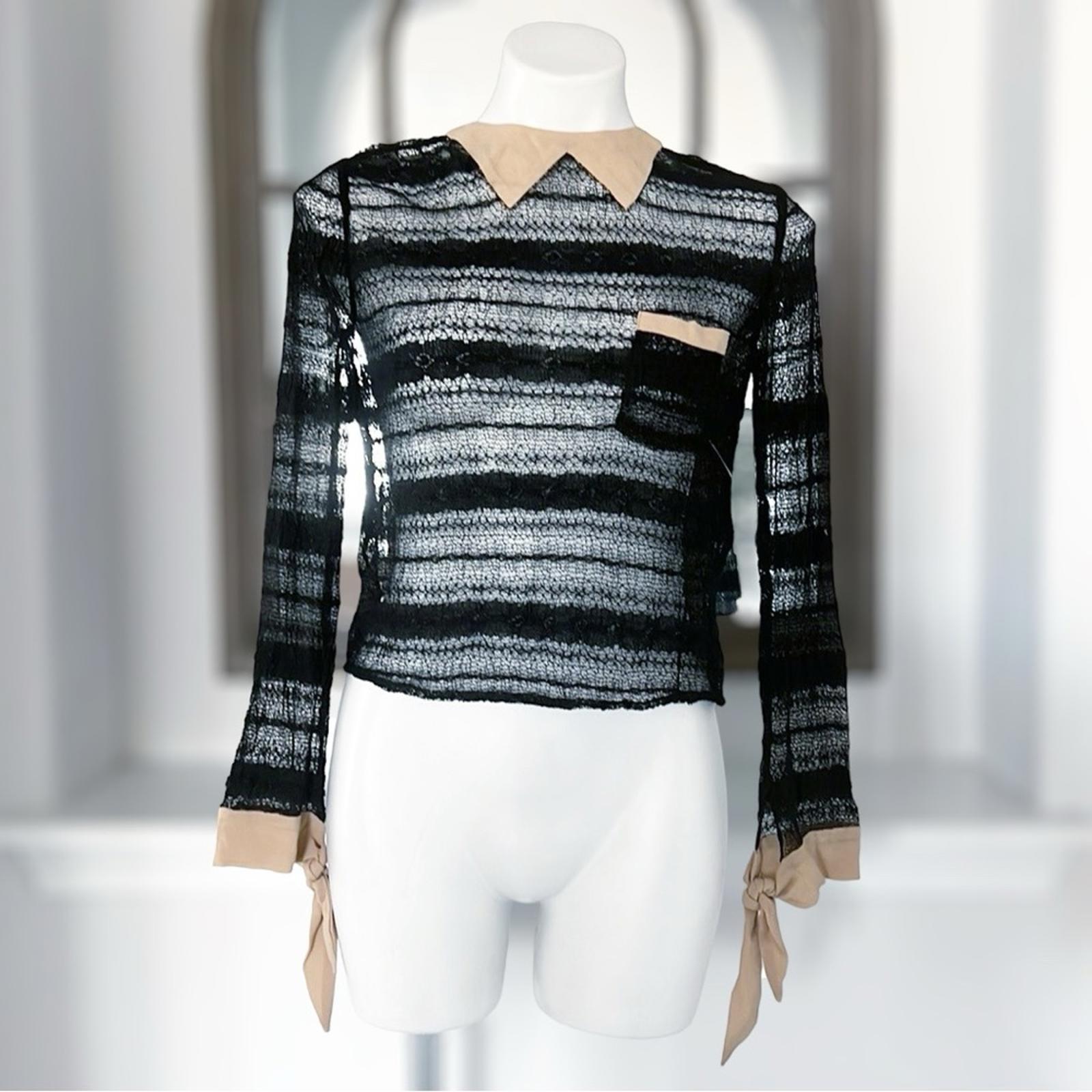 Opening Ceremony Sheer Lace Blouse in Black, Size S