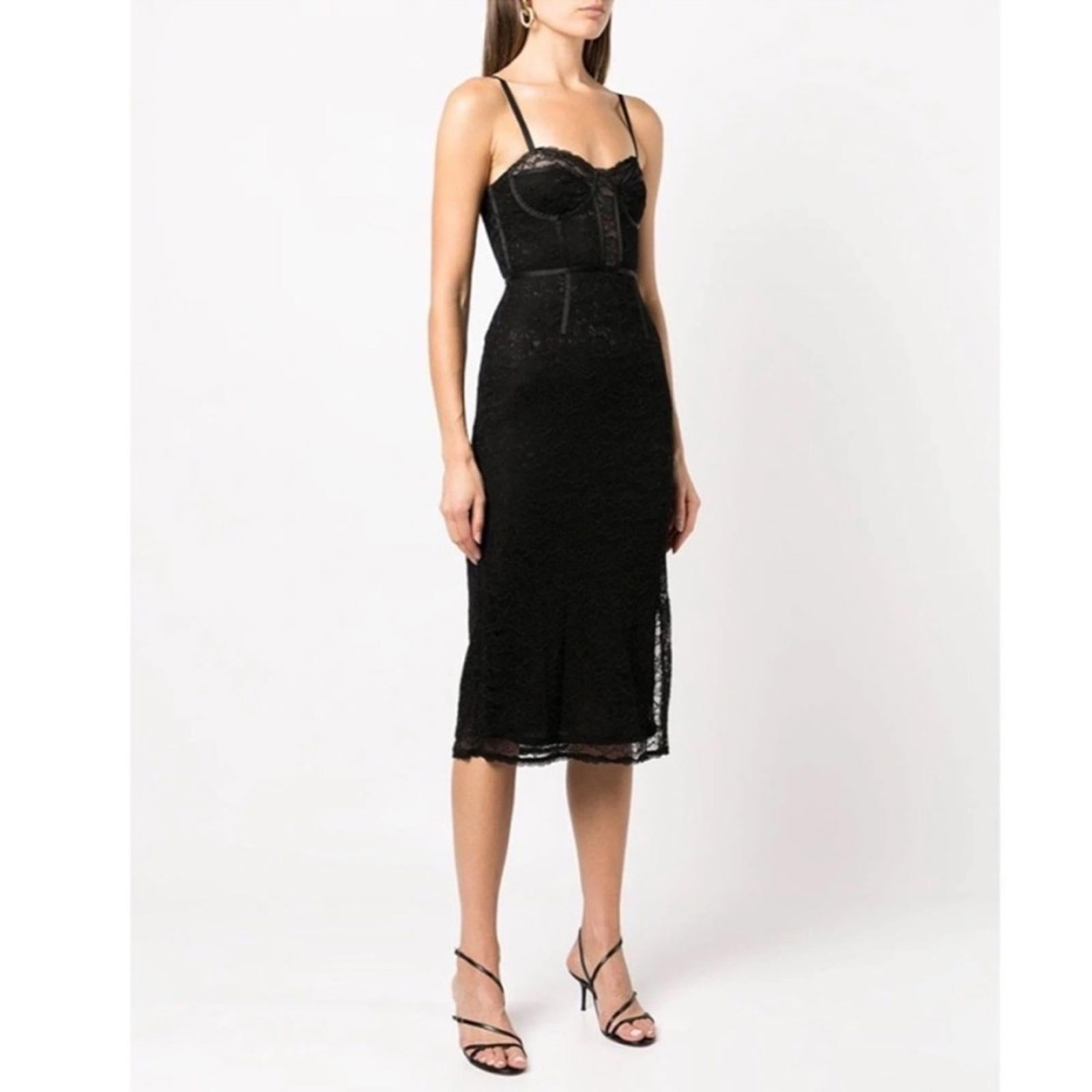 Jonathan Simkhai xRevolve Roslyn Bustier Lace Midi Dress in Black, NWT, Size L