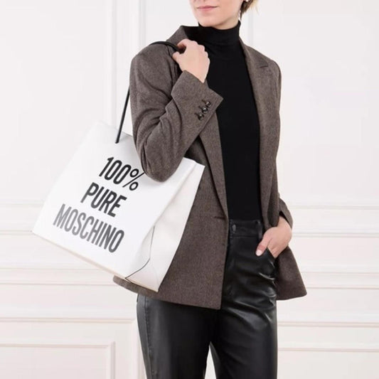 Moschino “100% PURE MOSCHINO” White Leather Shoulder Bag, New with Tag
