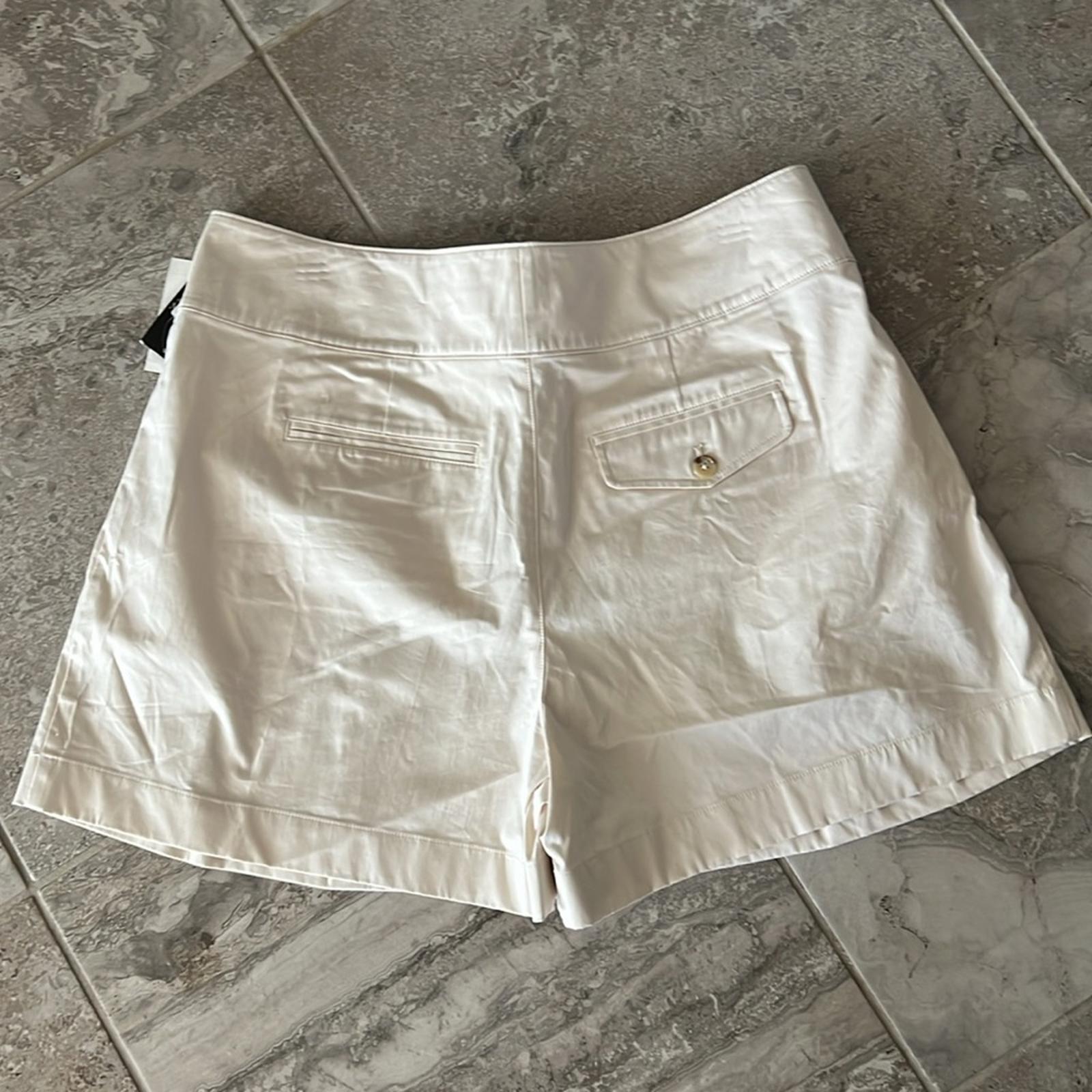 Lauren Ralph Lauren Buckle-Trim Sateen Shorts in Winter Cream, Size 18 NWT