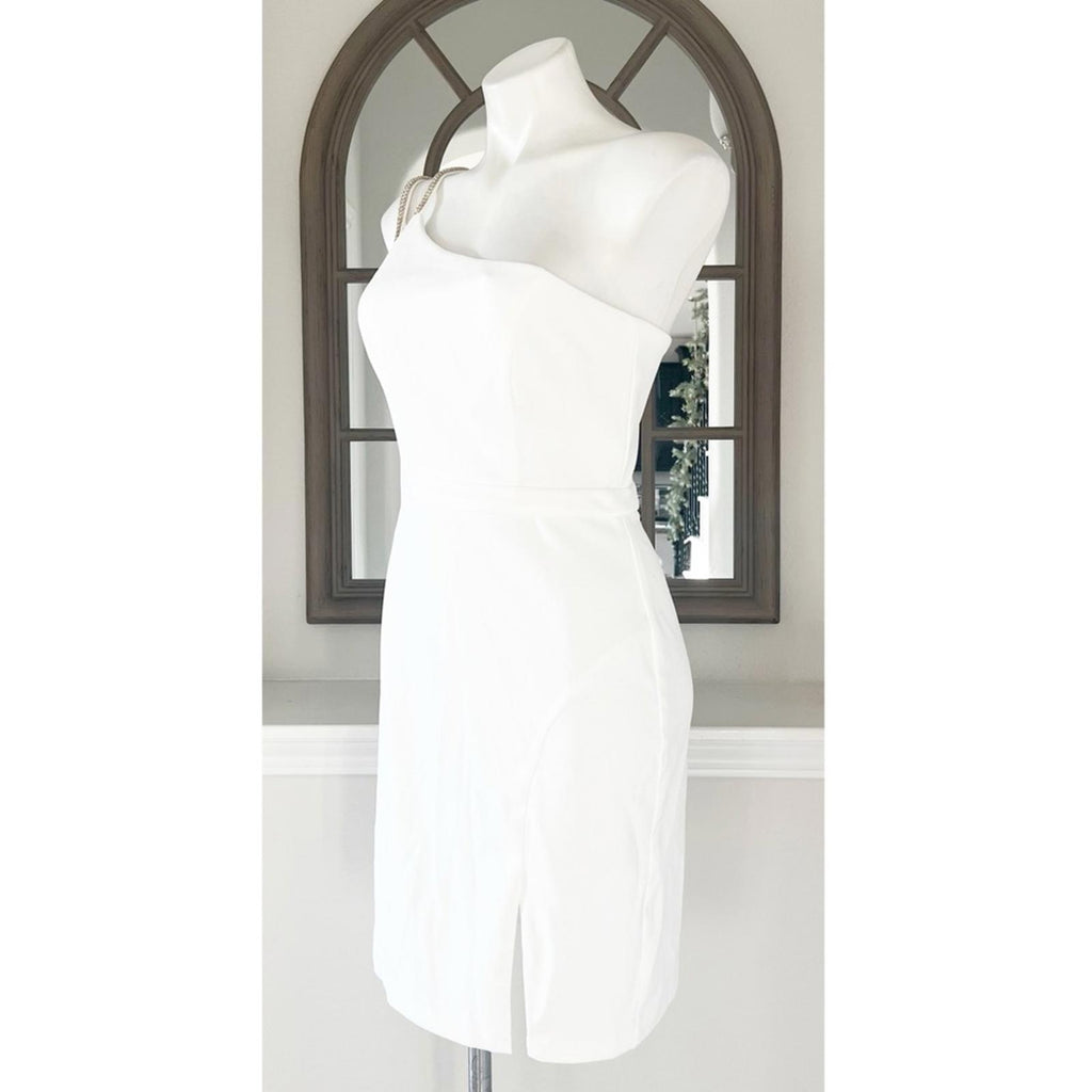 Bloomingdale’s Aqua Asymmetrical Scuba Double Strap Sheath Dress Size 8 NWT $228