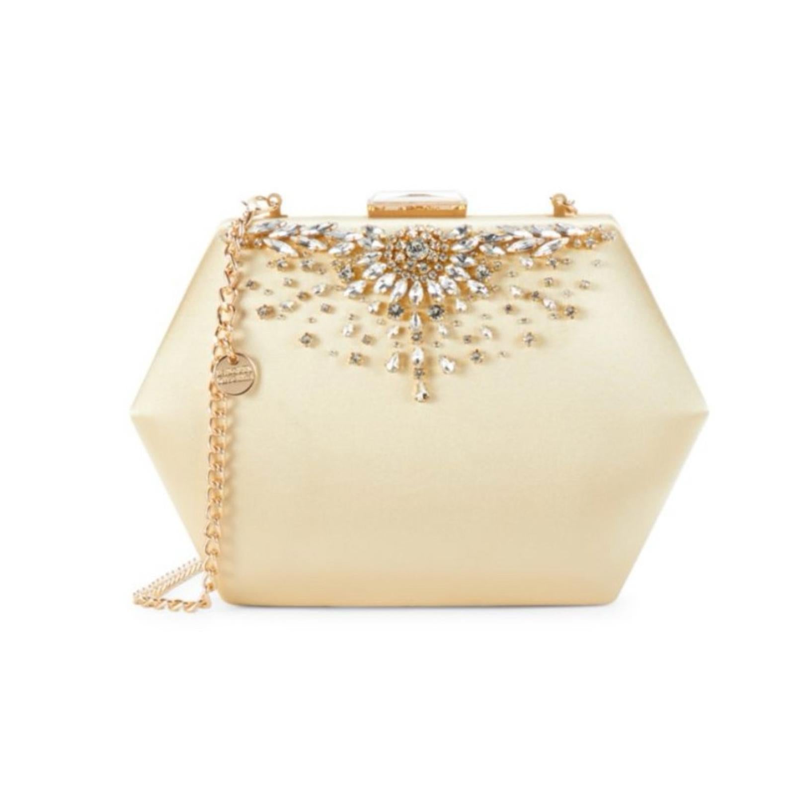 Badgley Mischka Embellished Convertible Clutch in Gold, New with Tag