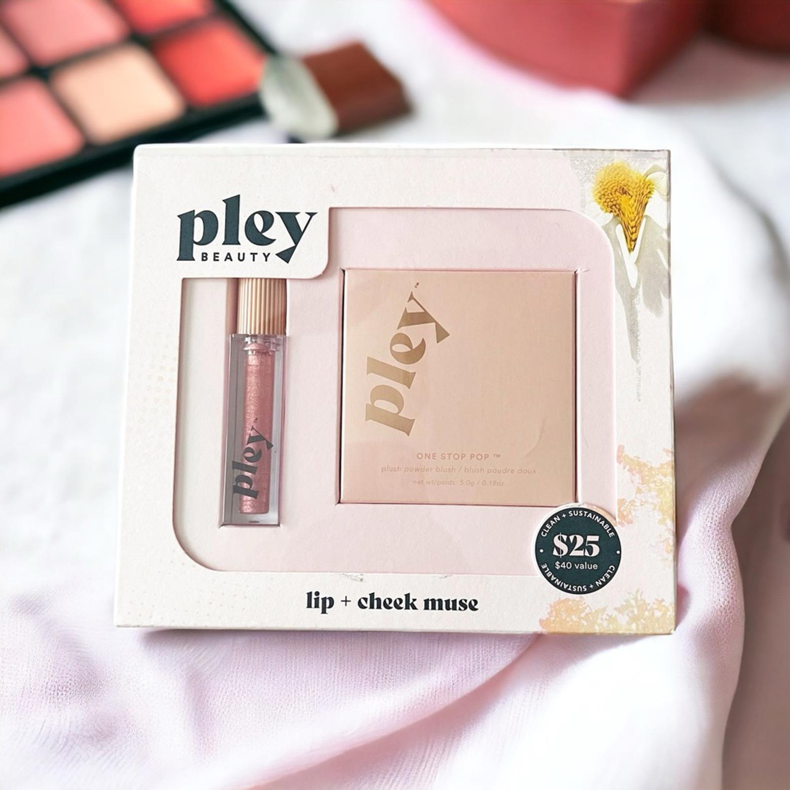 PLEY BEAUTY 2-Piece Glossy Lip Lacquer &Plush Powder Blush Set $40 Value Revolve