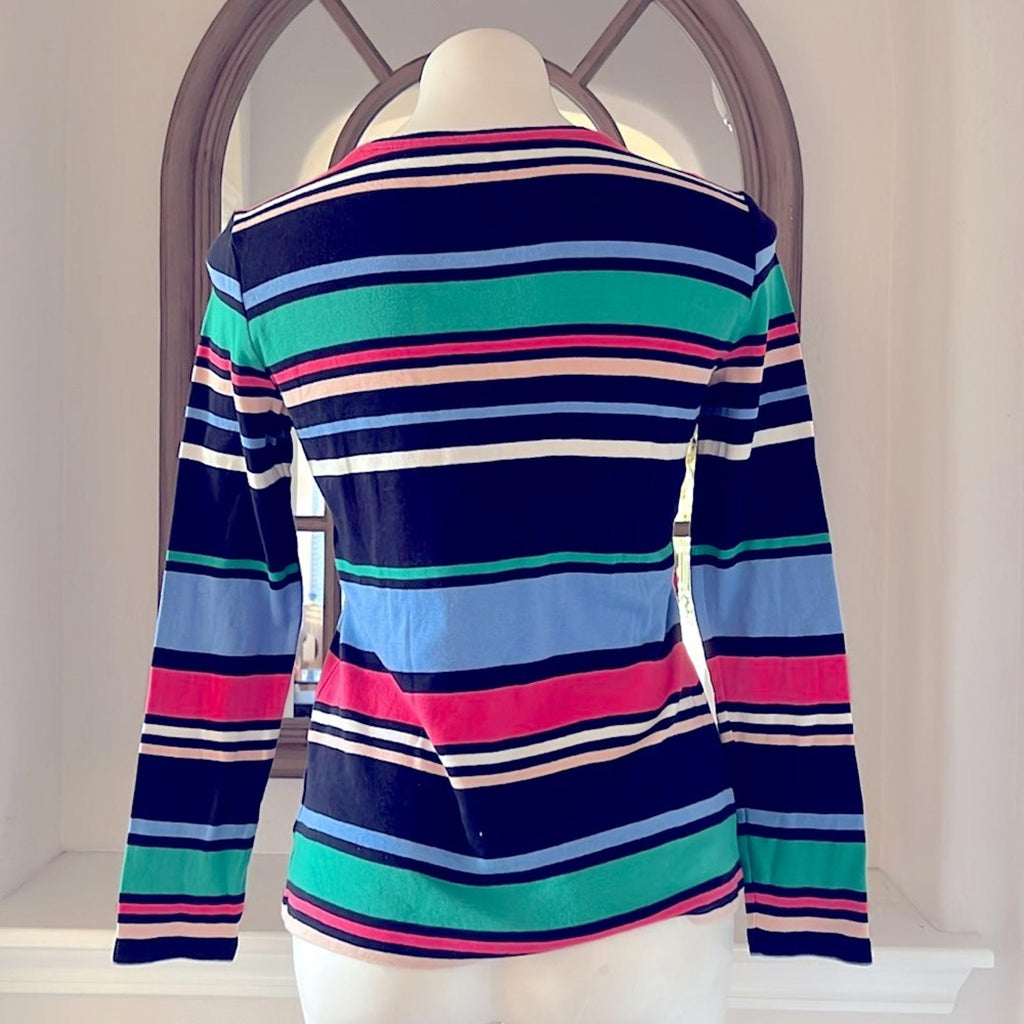 The Talbots Tee Block Striped Long Sleeve Crewneck Tee, Size S EXCELLENT!