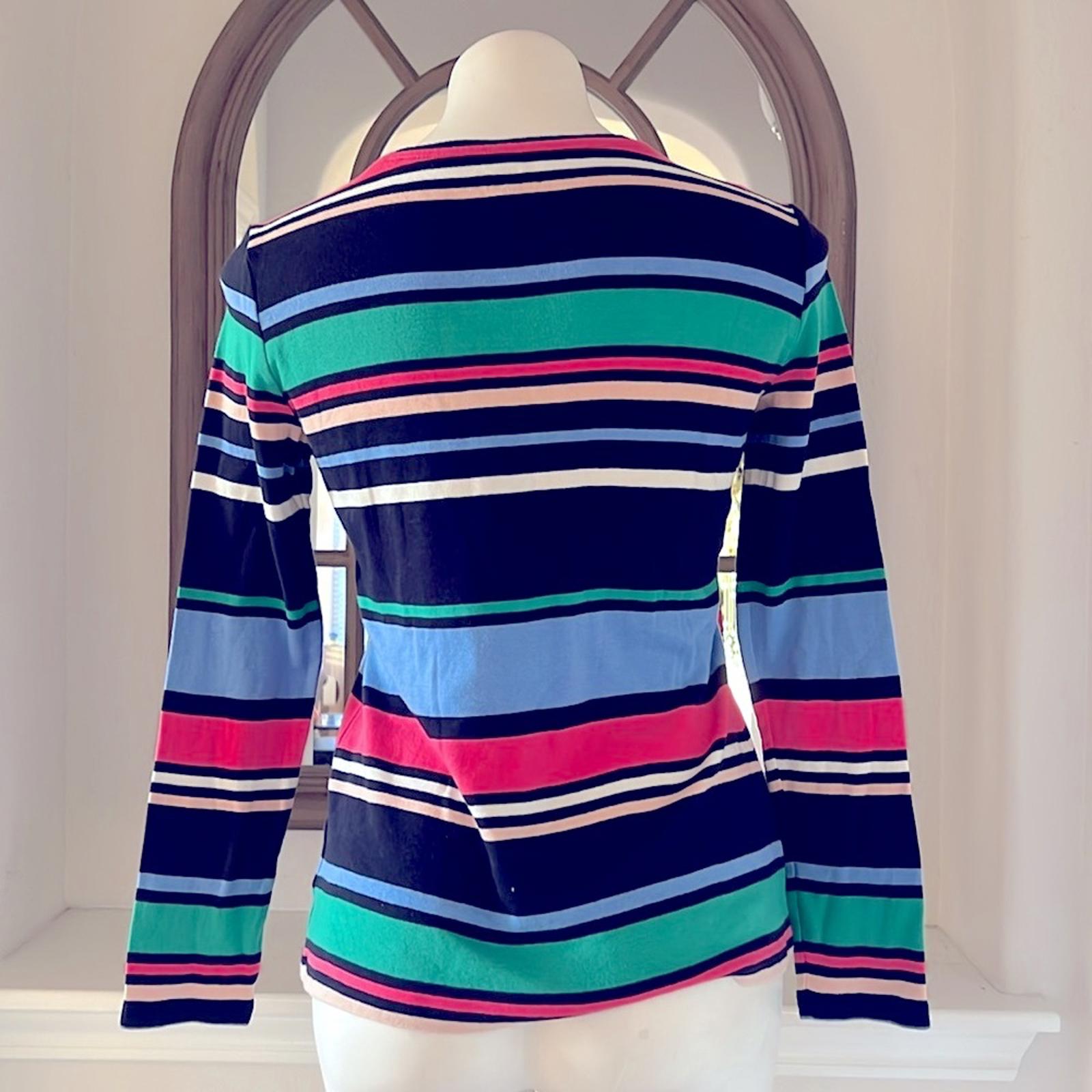 The Talbots Tee Block Striped Long Sleeve Crewneck Tee, Size S EXCELLENT!