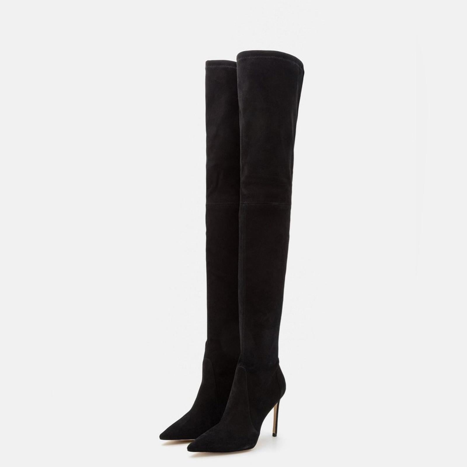 Stuart Weitzman UltraStuart100 Over The Knee Boots Suede Black Size 7 NEW in Box