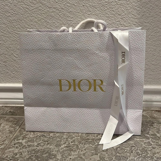 DIOR Ribbon & Gift Bag in White/Gold EXCELLENT!