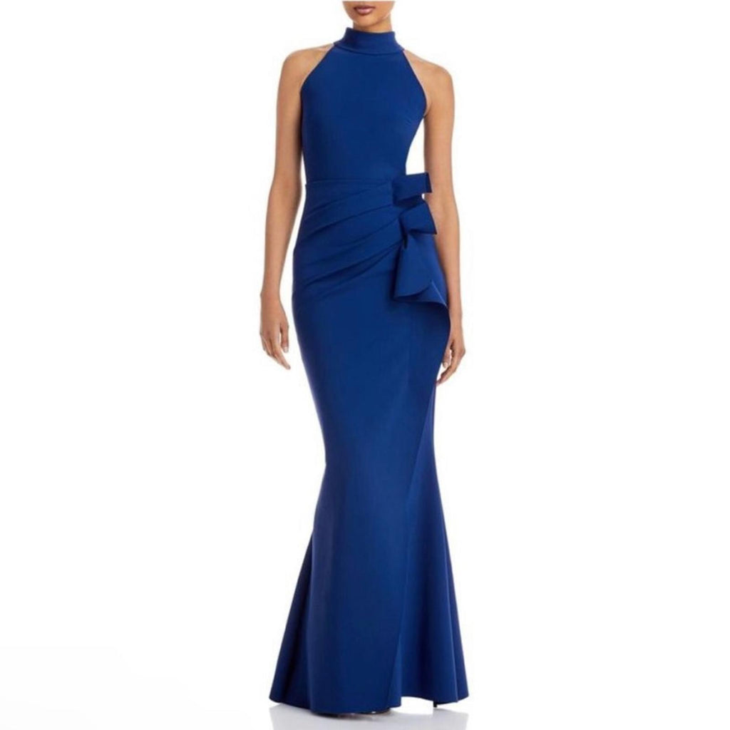 Chiara Boni La Petite Robe Gudrum Halter Ruffle Gown (Made in Italy) Size 16 NEW