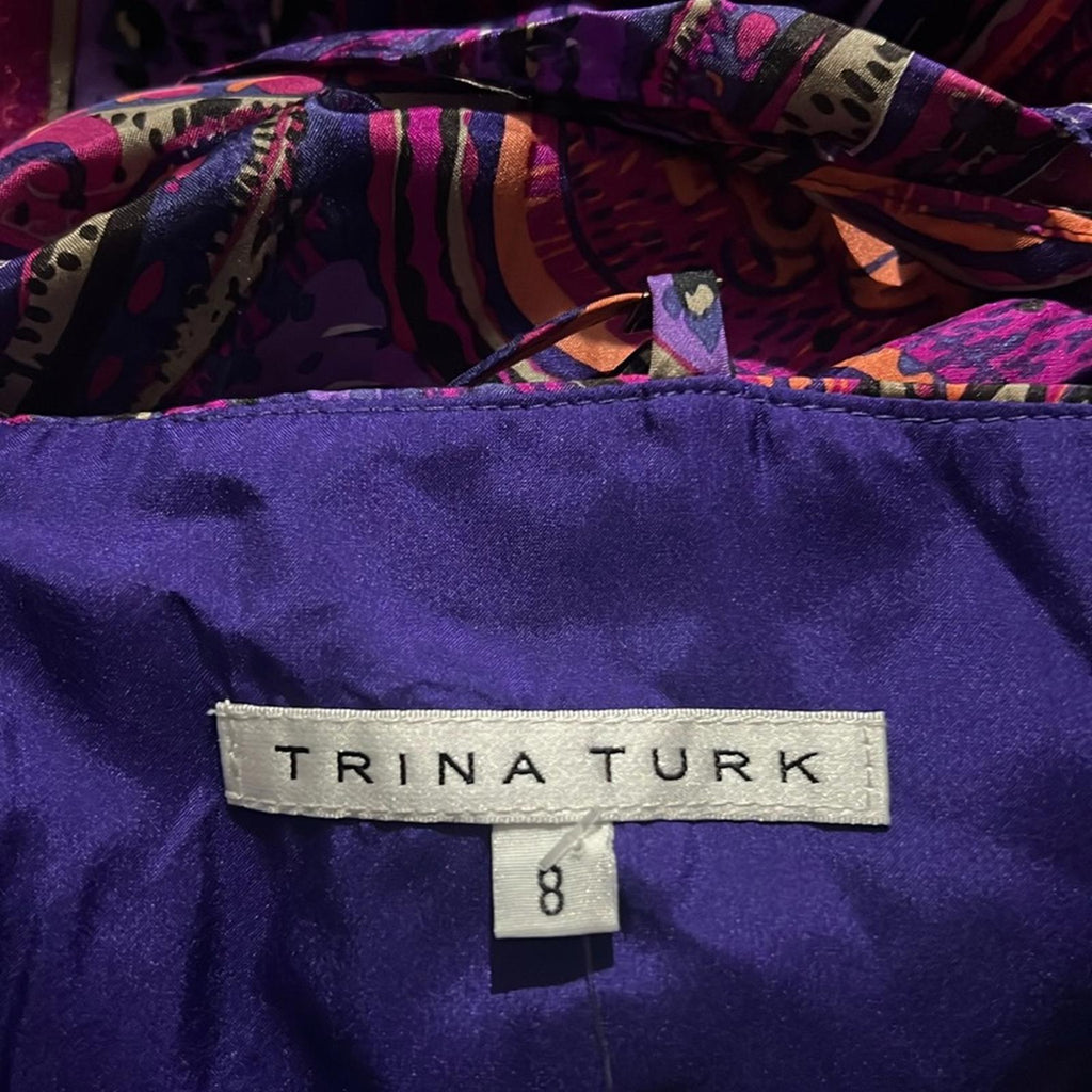 Trina Turk Devendra Silk Agra Paisley Dress, Size 8 EXCELLENT! Retail $338