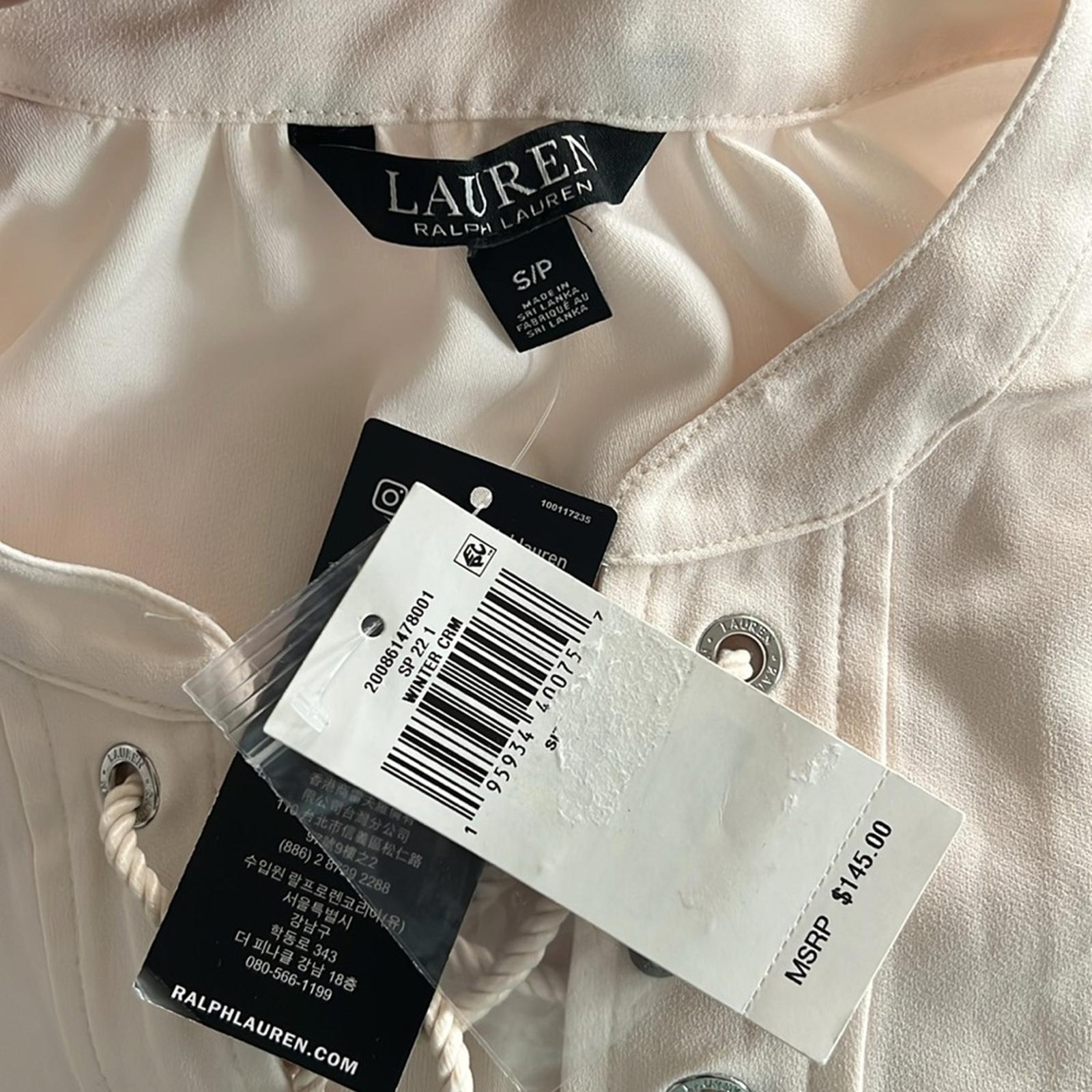 Lauren Ralph Lauren Lace-Up Double-Faced Tunic in Winter Cream, Size S New w/Tag