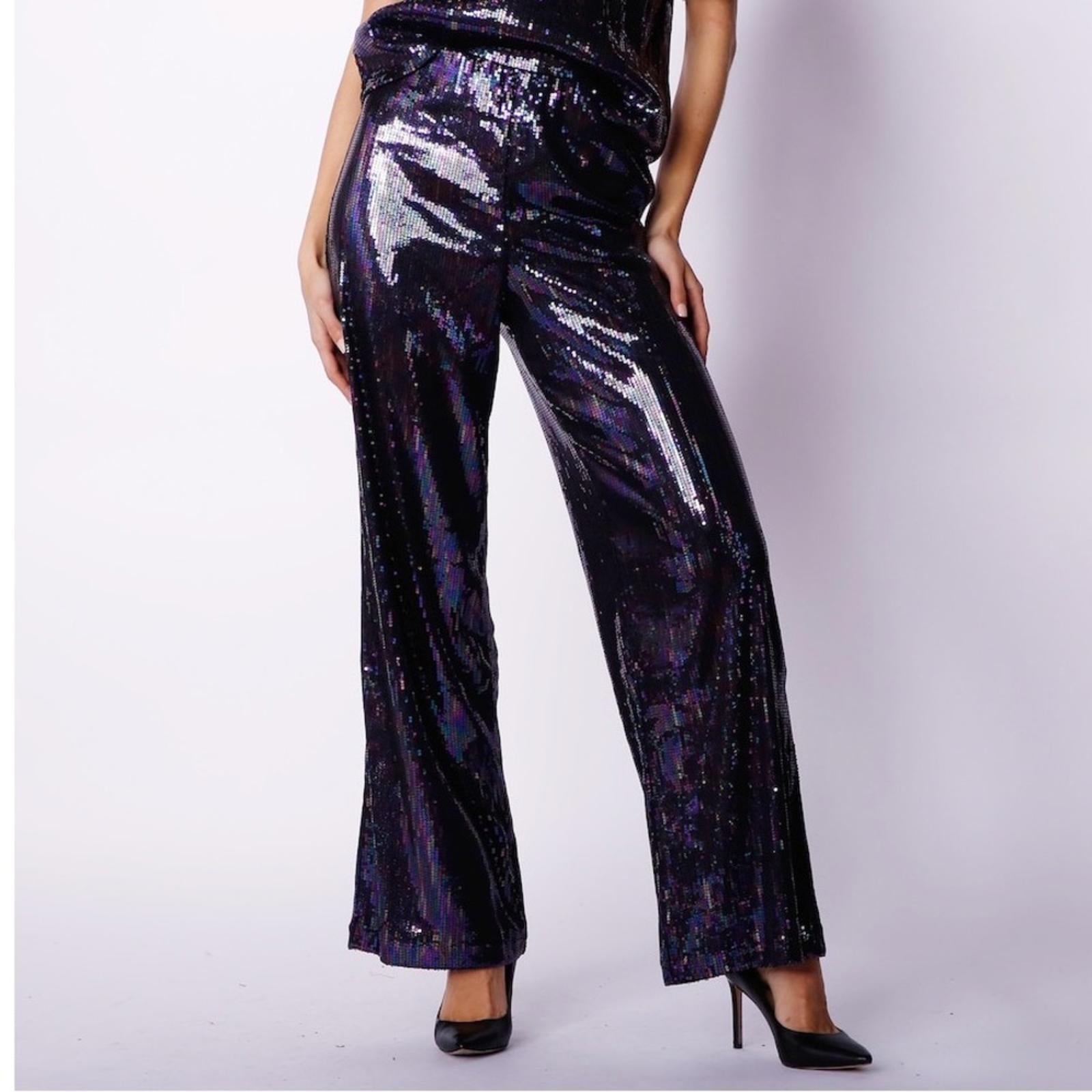 Crystal Kobe Stretch Sequin Pants, Size M New with Tag Retail $179