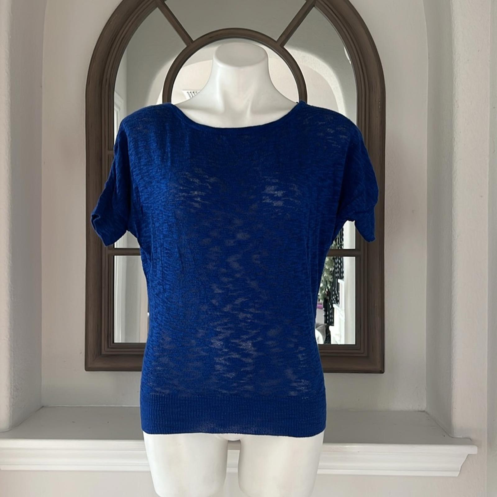Trina Turk Knit Open Back Top in Blue Heather, Size S EXCELLENT!