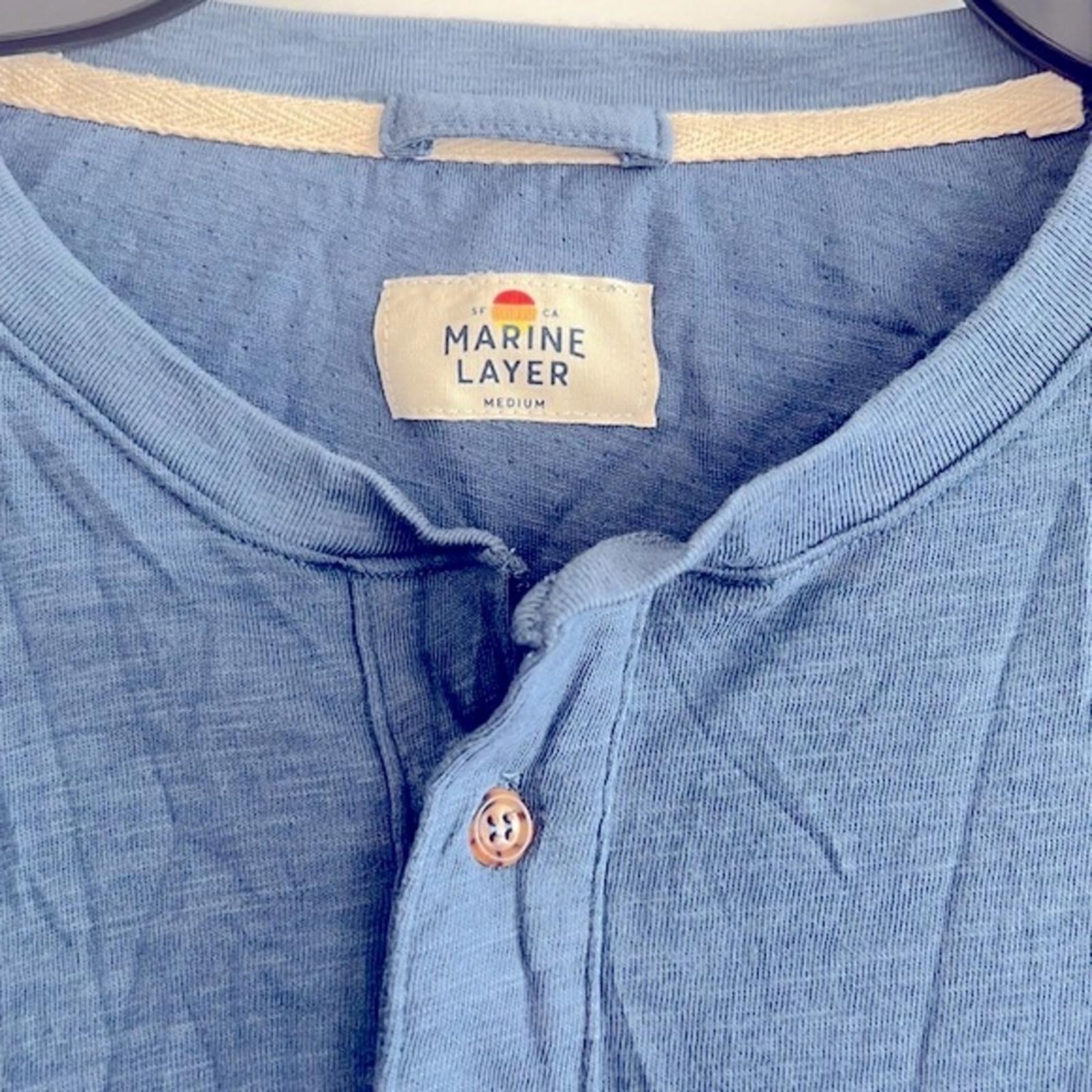 NEW Marine Layer Double Knit Henley, Blue Size Medium New w/o Tag $78 SOLD OUT!