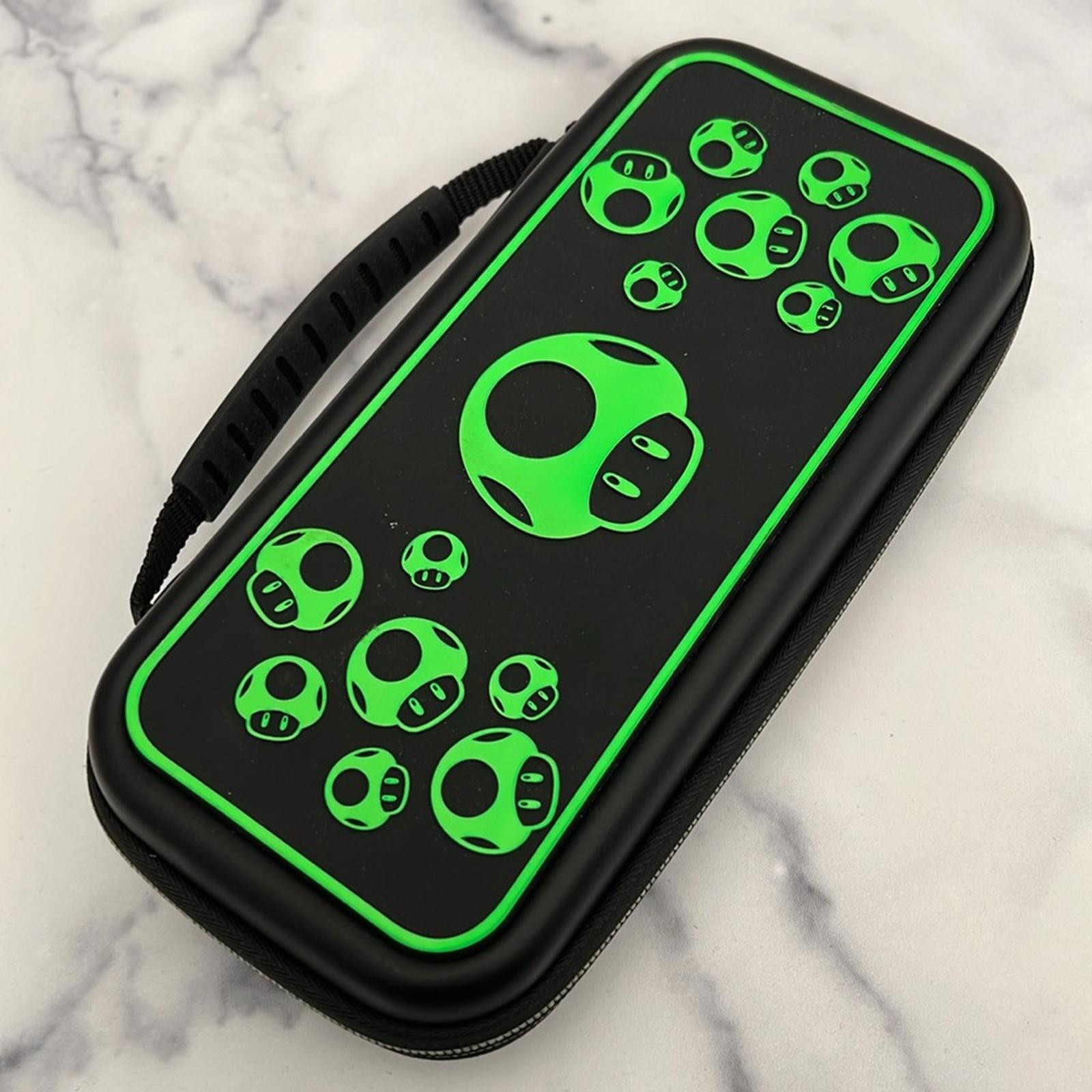 Travel Case for Nintendo Switch - PDP Plus Glow Mushroom, Green Black, NEW