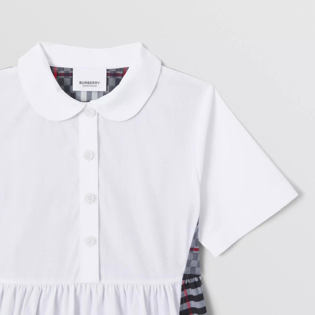 Burberry Chequerboard Panel Stretch Cotton Polo Shirt Dress, Size 12Y New w/Tag