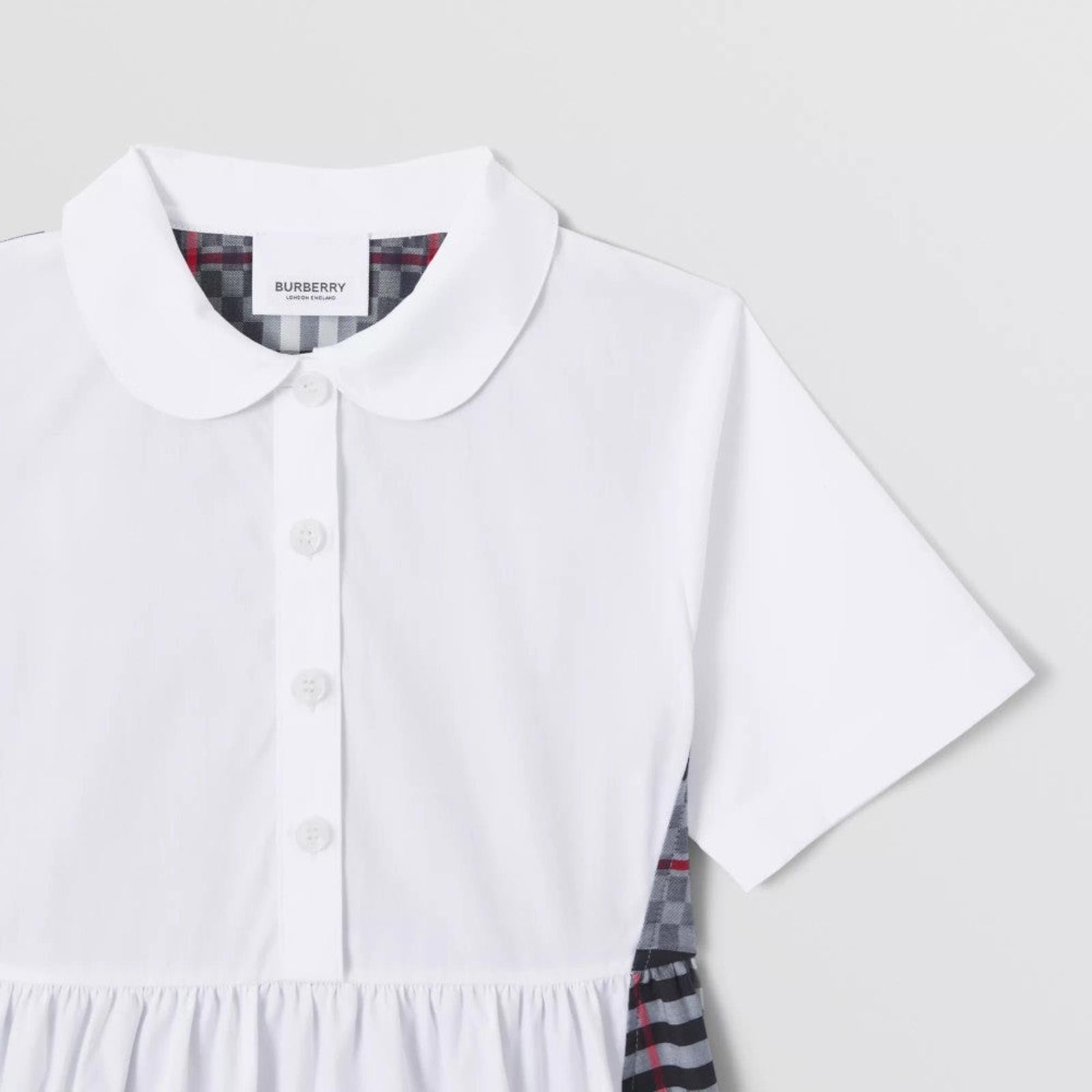Burberry Chequerboard Panel Stretch Cotton Polo Shirt Dress, Size 12Y New w/Tag