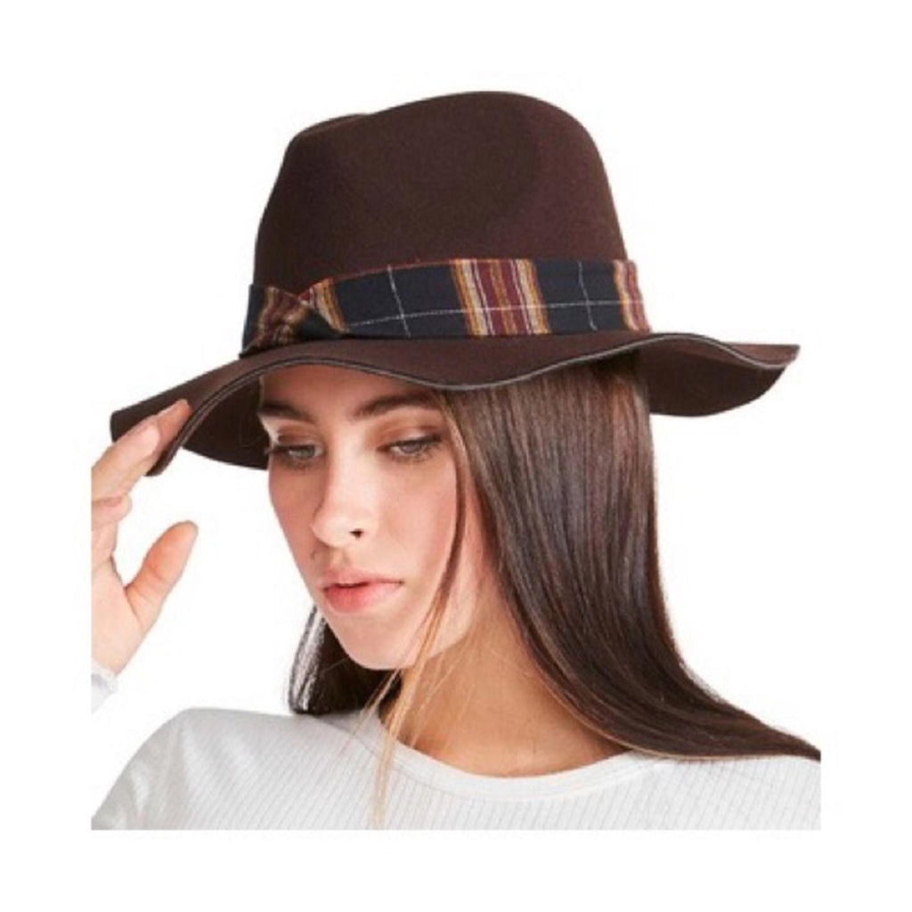 NWT Steve Madden Wool Fedora Hat Plaid A Lovely Hat! in Brown, New with Tag