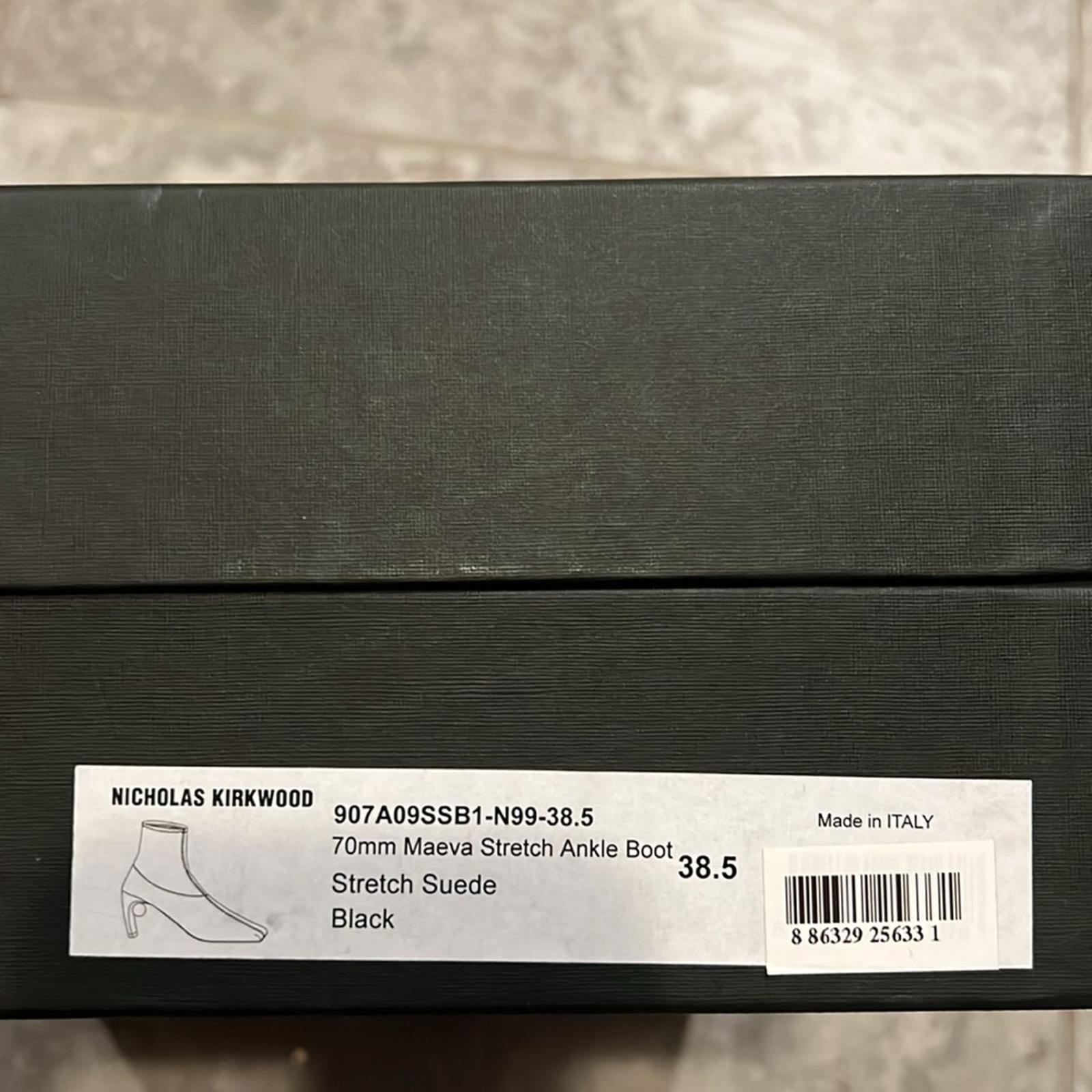 Nicholas Kirkwood Maeva Faux Pearl Stretch Booties in Black, Size 38.5 NEW $895