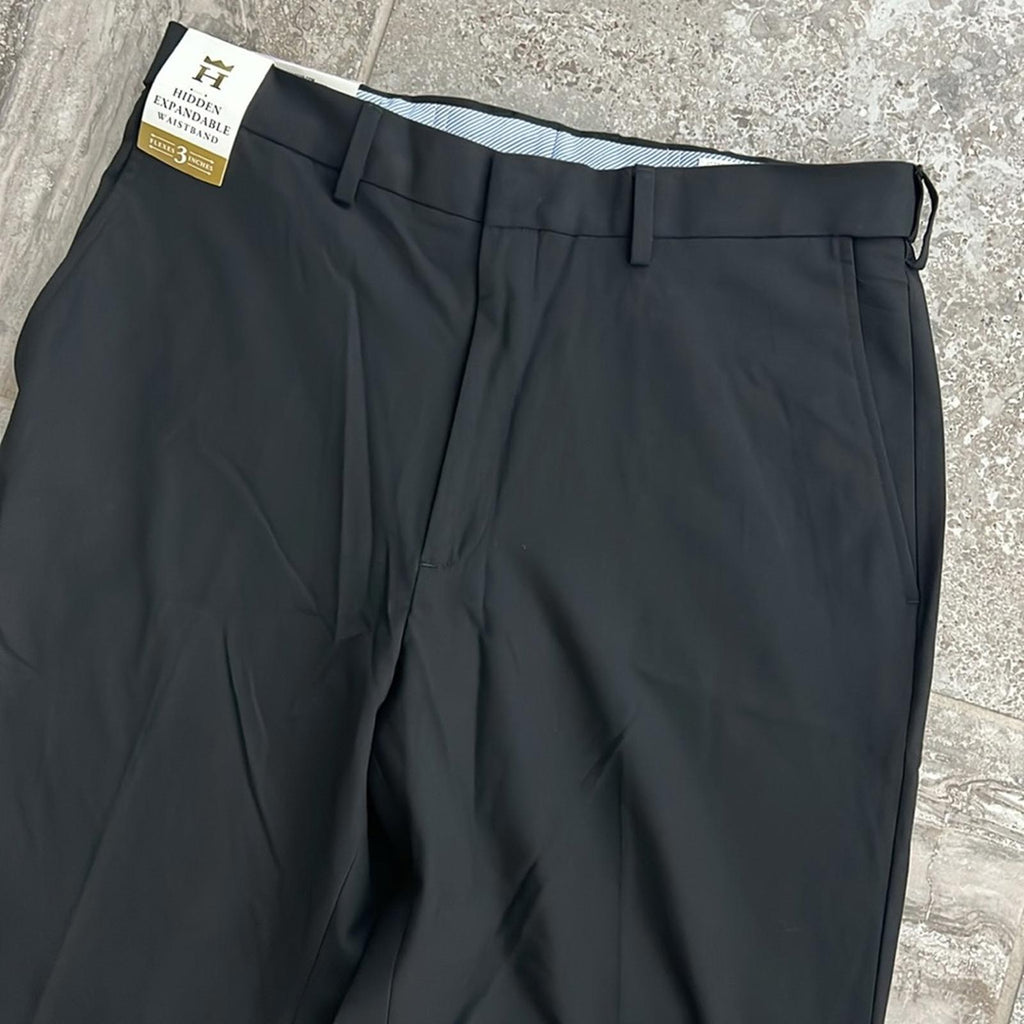 J.M. Haggar Premium Stretch Suit Pant - Flat Front, Black Size 32W 32L New w/Tag