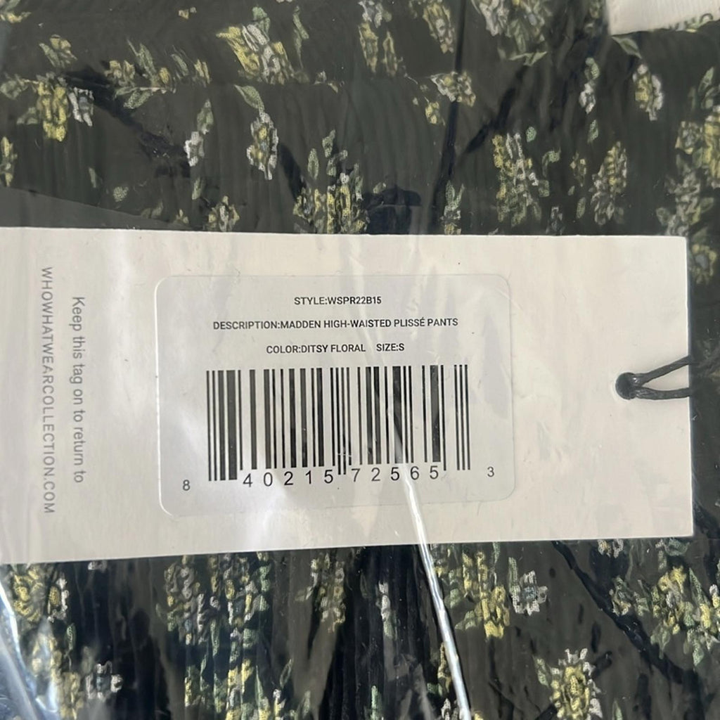 WhoWhatWear MADDEN High-Waisted Plissé Pants, Disty Floral New w/Tag Retail $158