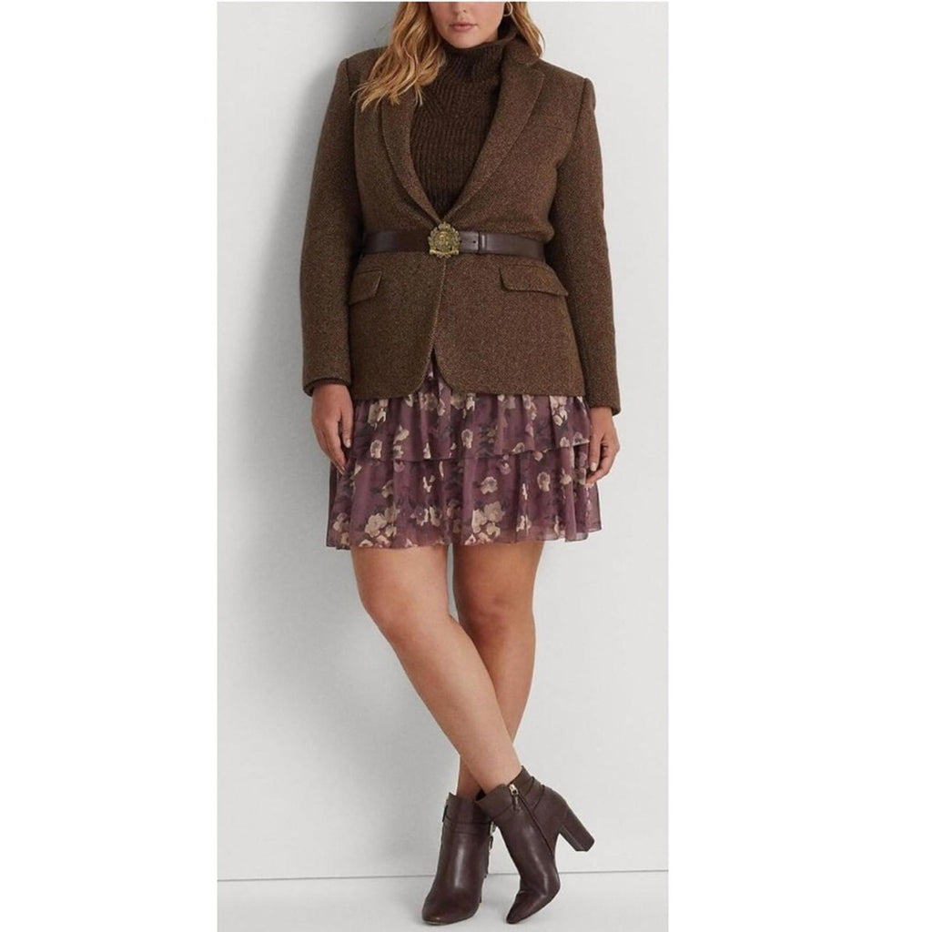 Lauren Ralph Lauren Floral Crinkle Georgette Mini Skirt in Purple Size 14 NWT