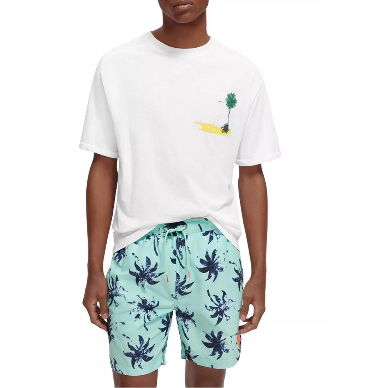 Scotch & Soda Sporty Relaxed Fit Artwork Tee, Organic Cotton & Linen Size S NWT
