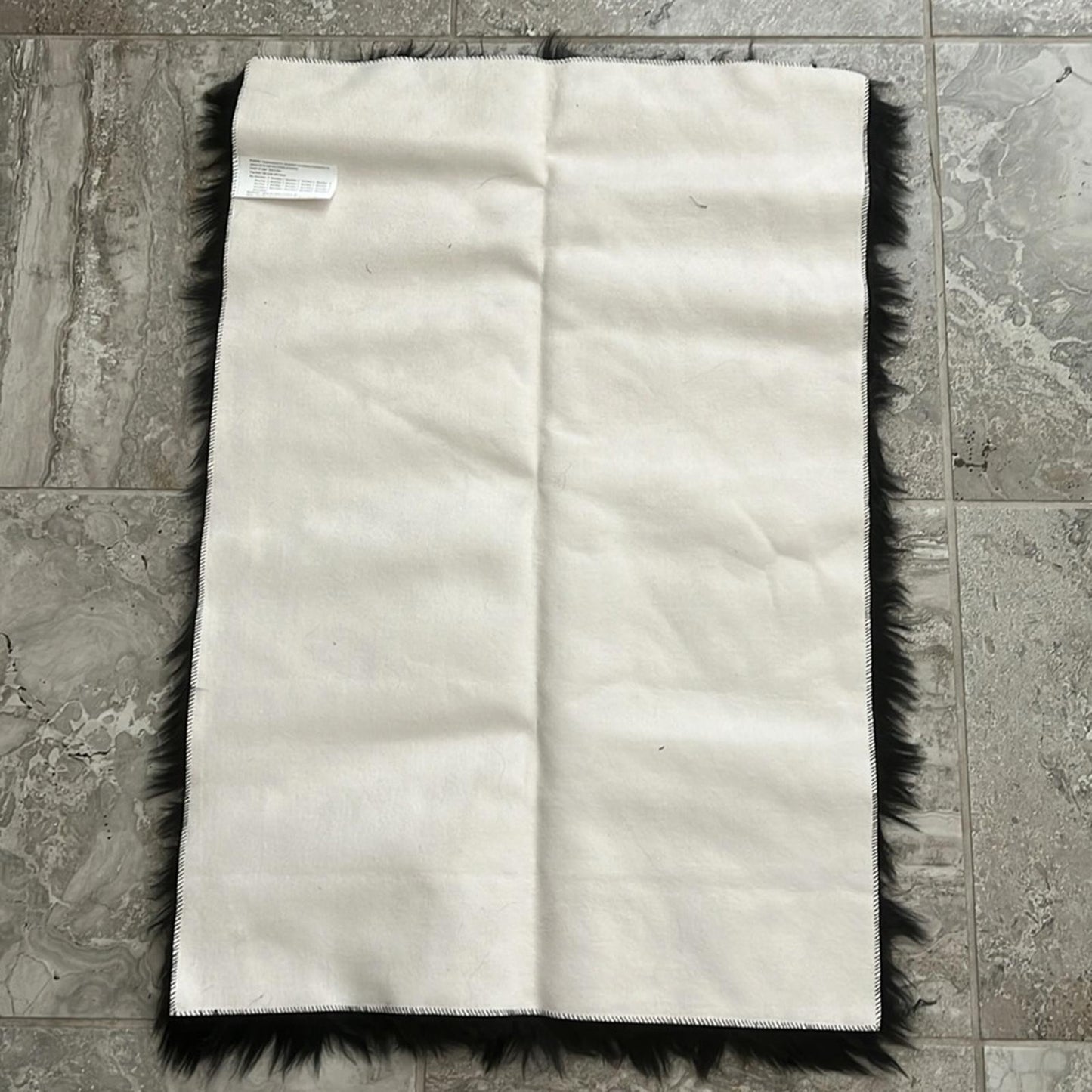 Black Faux Fur Rug, Size 60x90cm, Brand New