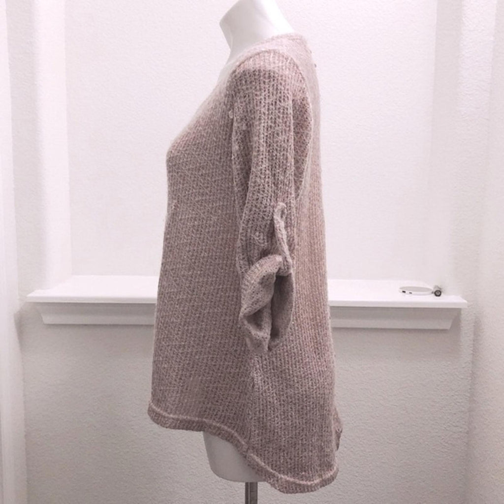 Belle France Lace Back Sweater in Blush Pink, Size L EXCELLENT! Retail $138