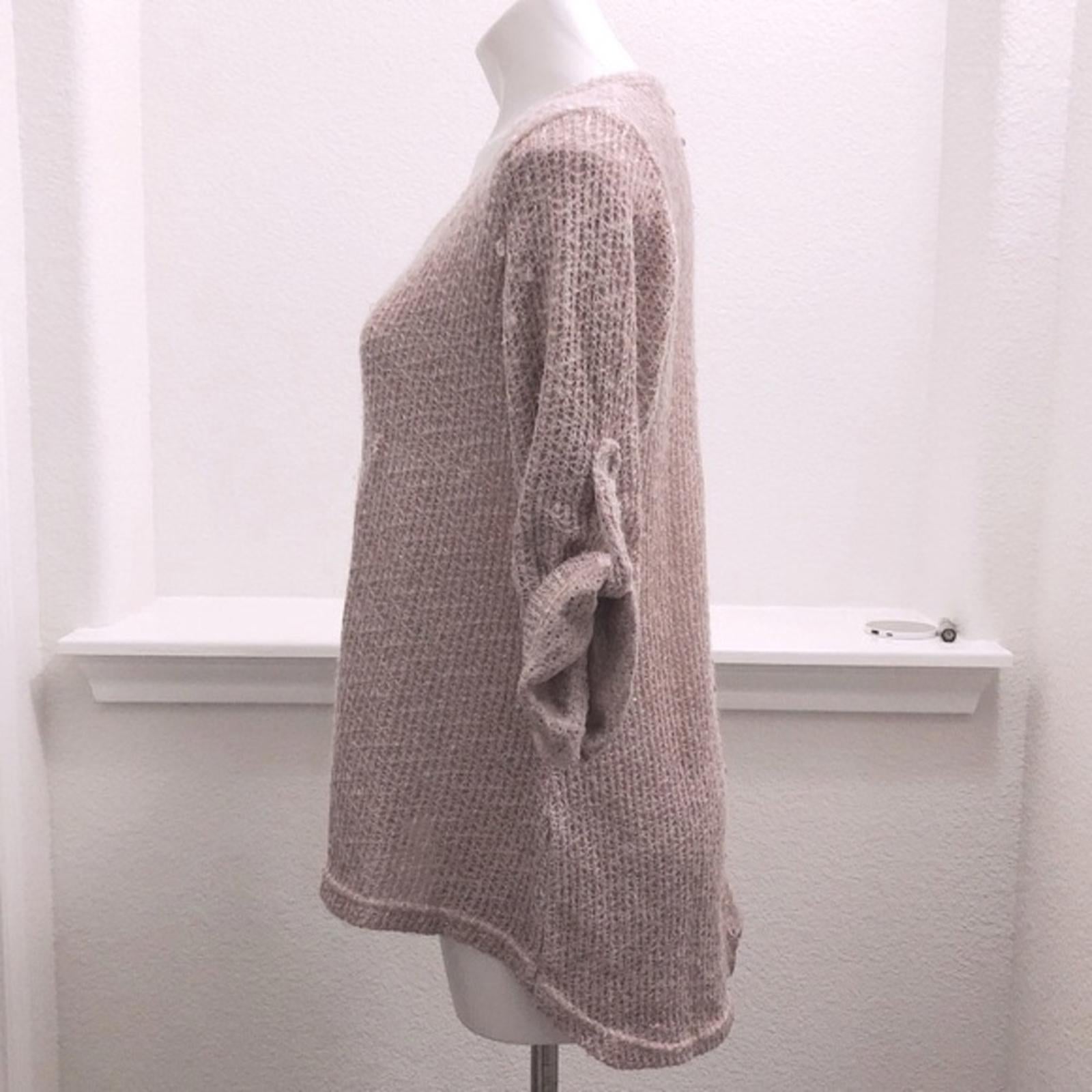 Belle France Lace Back Sweater in Blush Pink, Size L EXCELLENT! Retail $138