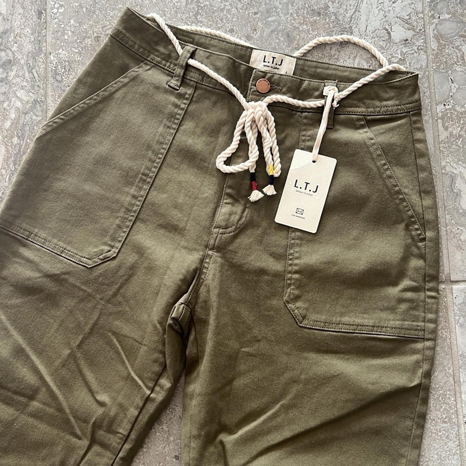 L.T.J Letter to Juliet Zip Cuff Utility Pants in Grey, Size L New w/Tag