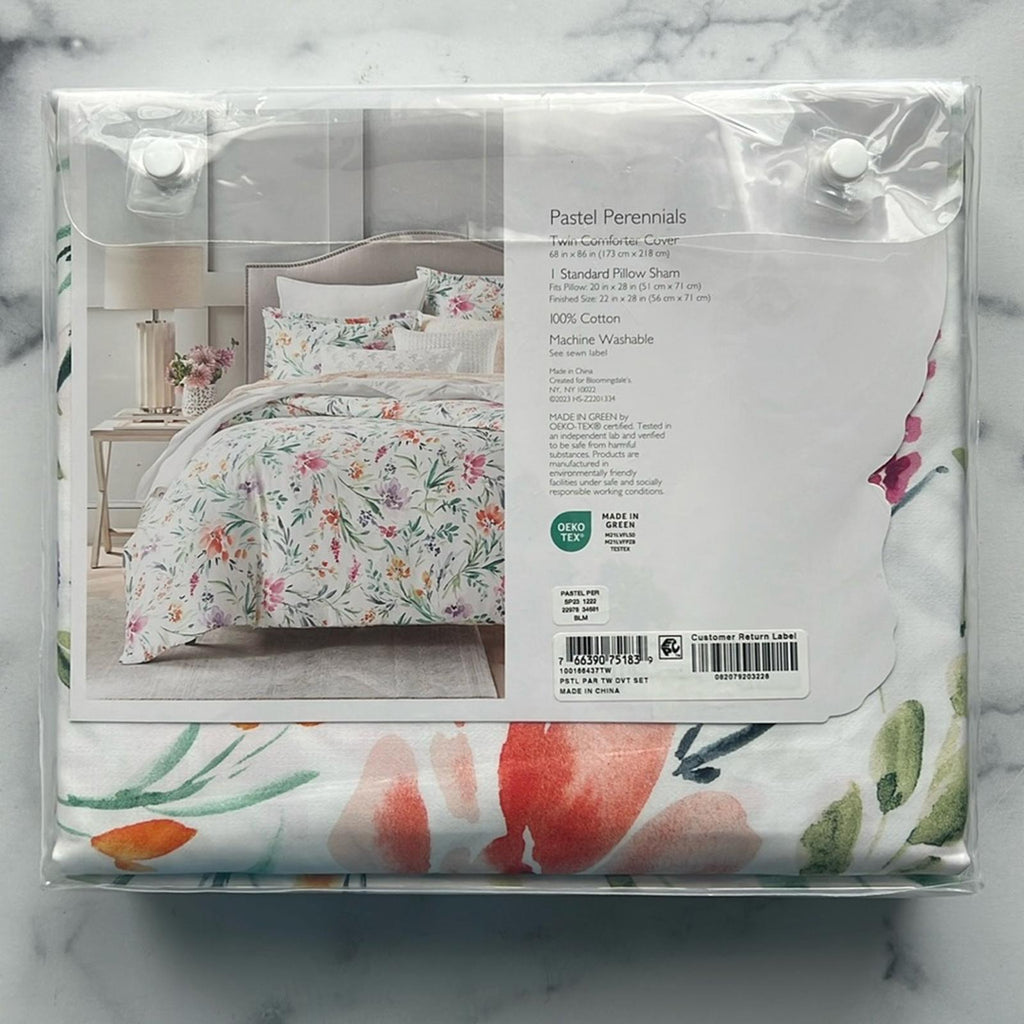 Sky Pastel Perennials Duvet Cover Set, Twin New in Box Retail $230