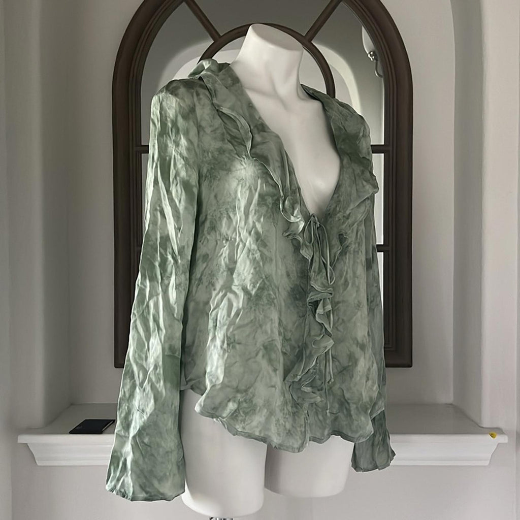 New Free People Women’s Lyocell Tie Front Blouse, Size M New w/Tag Retail $128