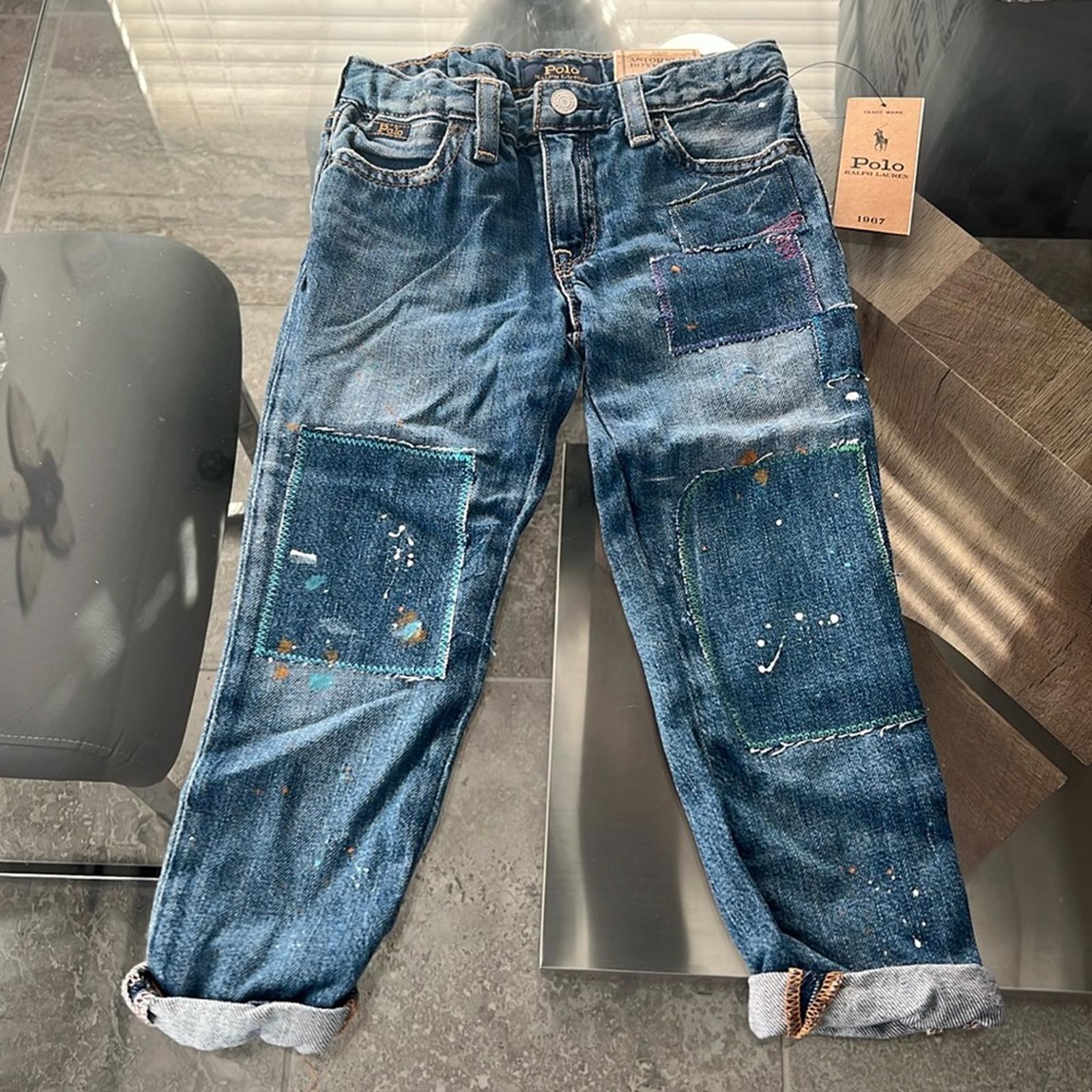 Polo Ralph Lauren Paint-Print Astor Slim Boyfriend Jeans, Size 4T Retail $135