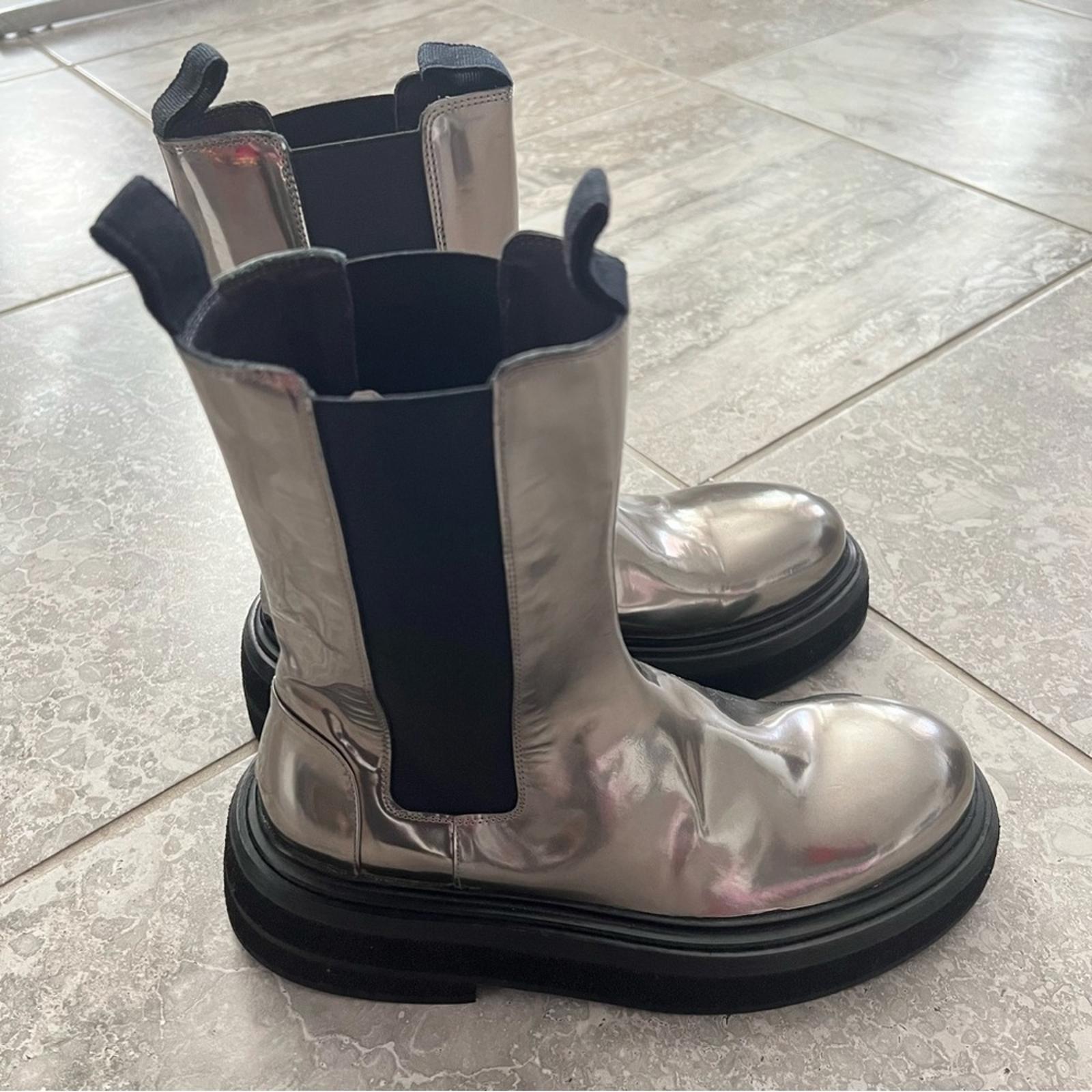 Marsèll Zuccone Boots in Laminated Leather, Grey/Black Size 39 NEW Retail $1,278