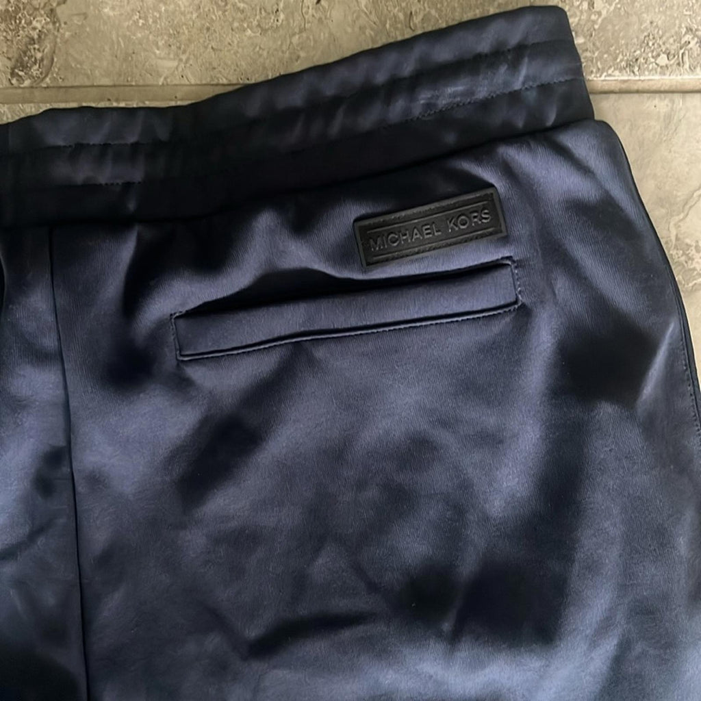 Michael Kors Mixed Media Track Pants in Midnight Blue, NWT, Size L
