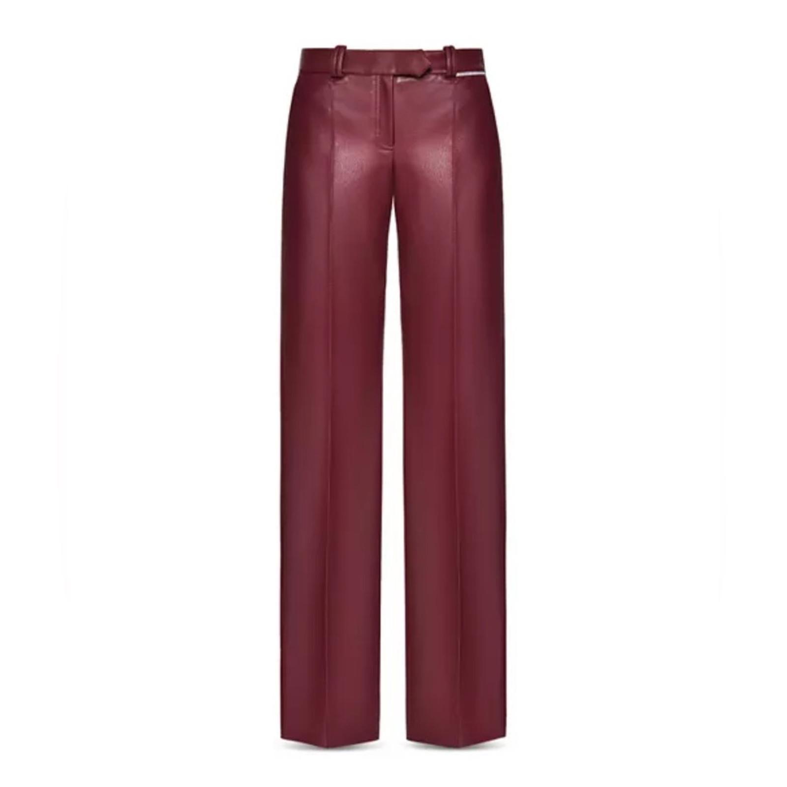 Aleksandre Akhalkatsishvili Faux Leather Pants in Burgundy, NWT, Size XS