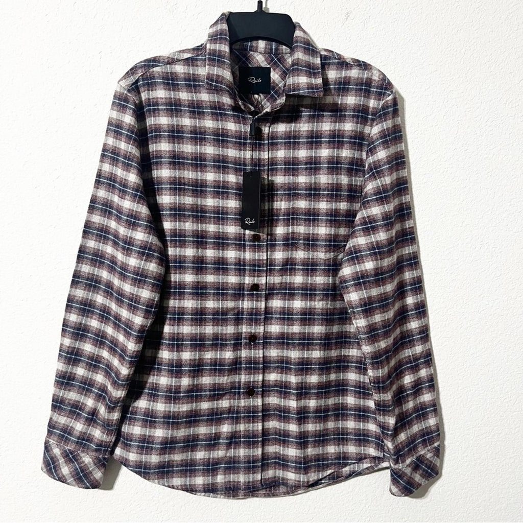Rails Forrest Plaid Cotton Flannel Button-Up Shirt Dusk Berry Grey, Size S, NEW