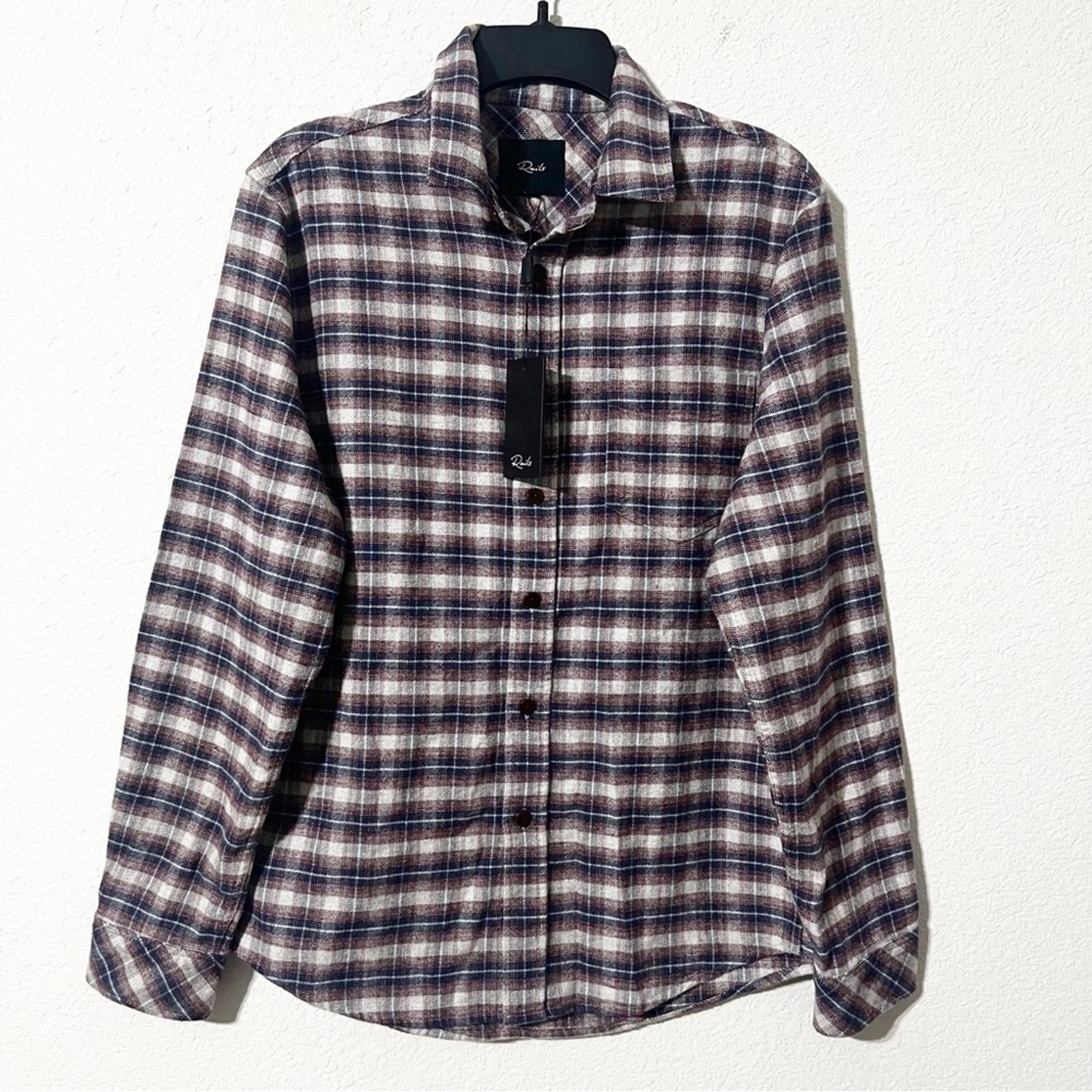 Rails Forrest Plaid Cotton Flannel Button-Up Shirt Dusk Berry Grey, Size S, NEW